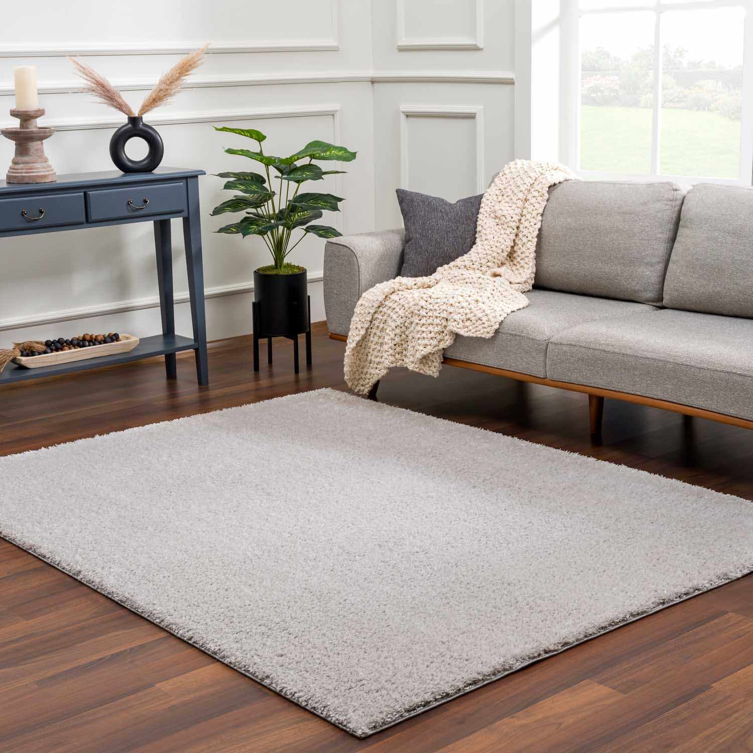 Lunaro Gray Subtle Wavy Abstract Modern Minimalist Polyester Machine Woven Area Rug - Clearance - Ornate Home