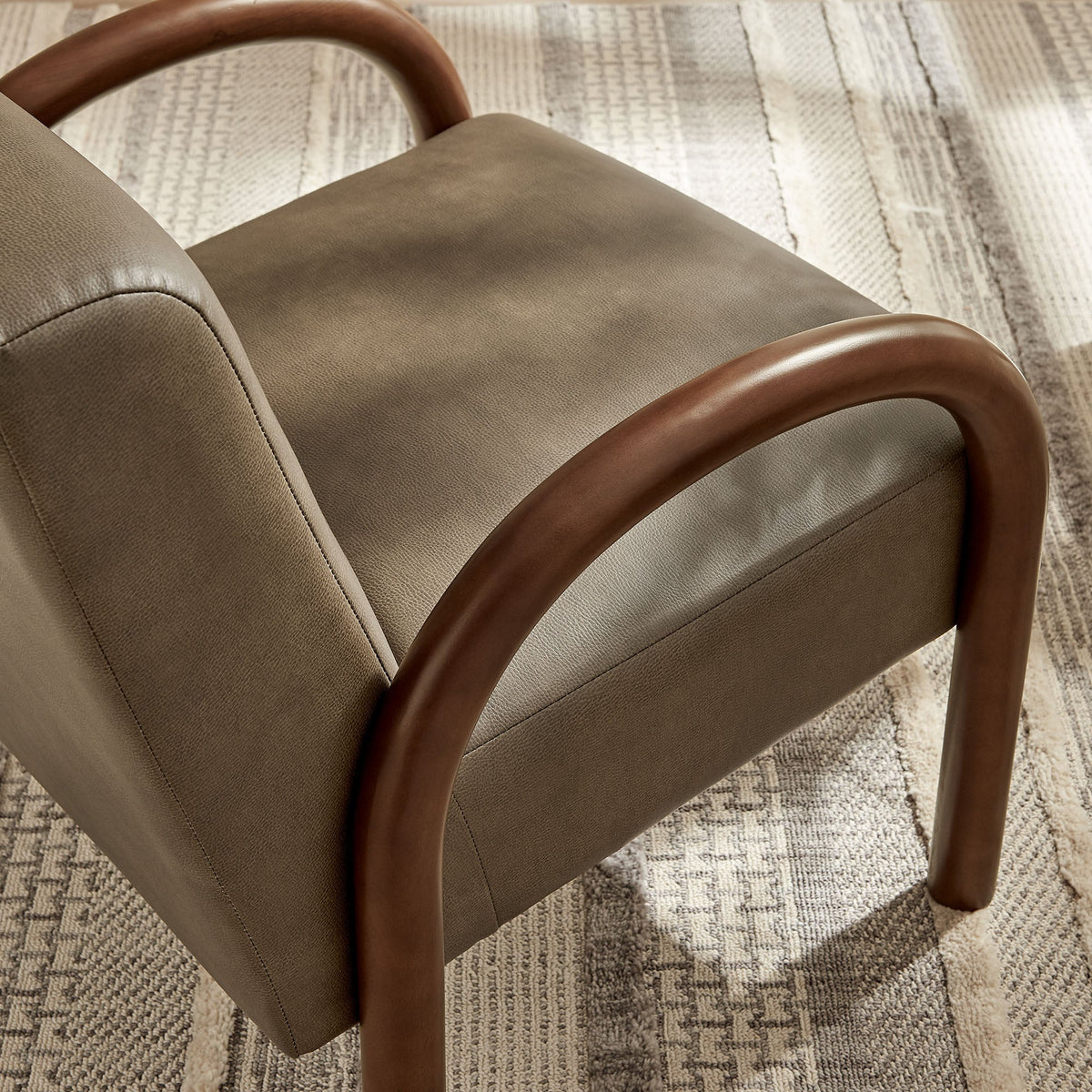 Lunet Mushroom Faux Leather Upholstered Accent Chair - Ornate Home