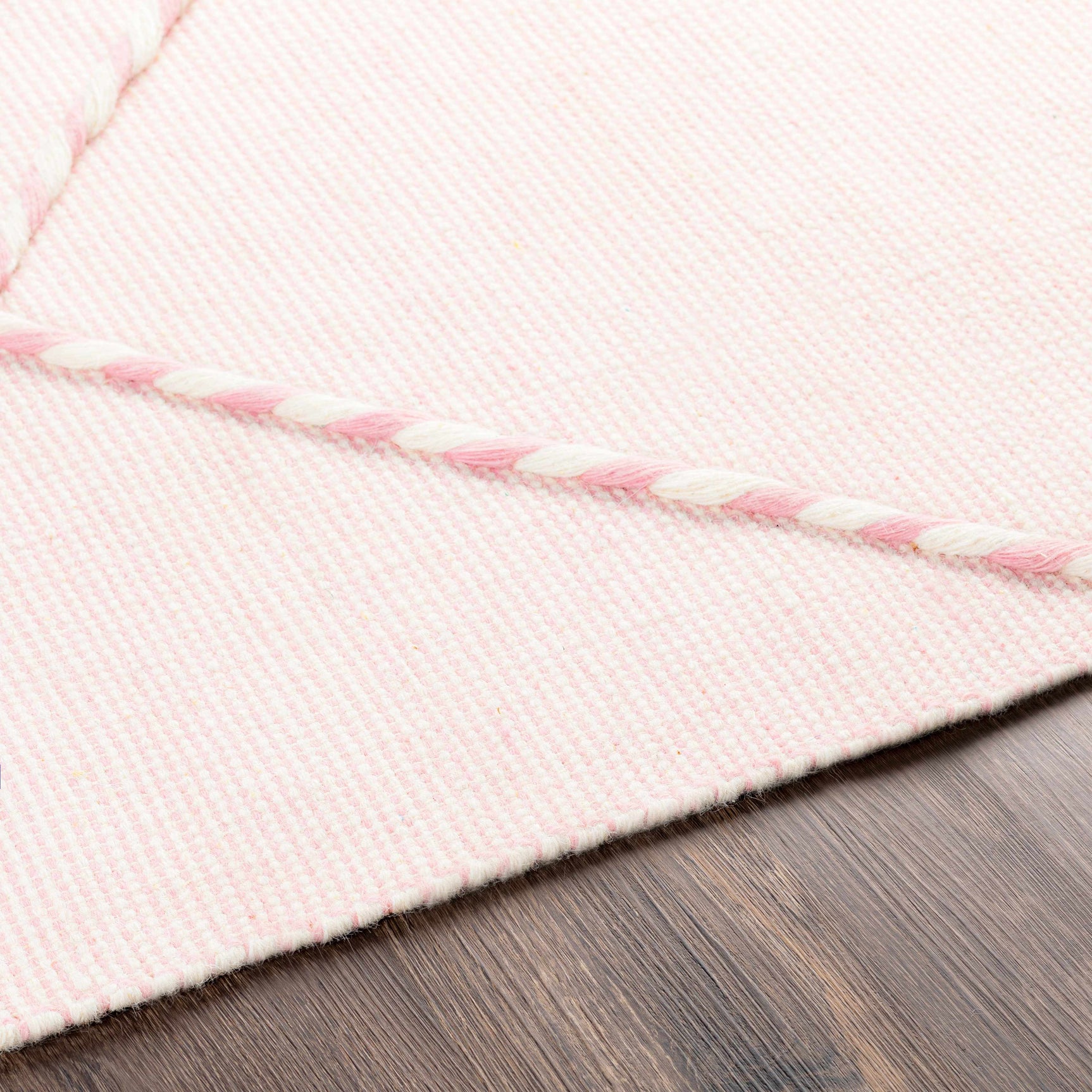 Lupton Pink Trellis Wool Rug with tassels - Clearance - Ornate Home