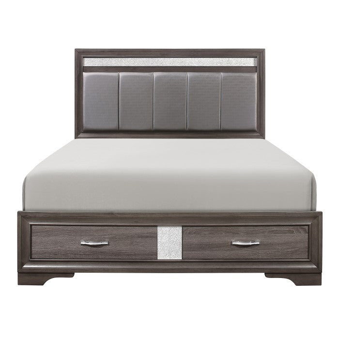 Luster Gray/Silver Queen Platform Bed - Ornate Home