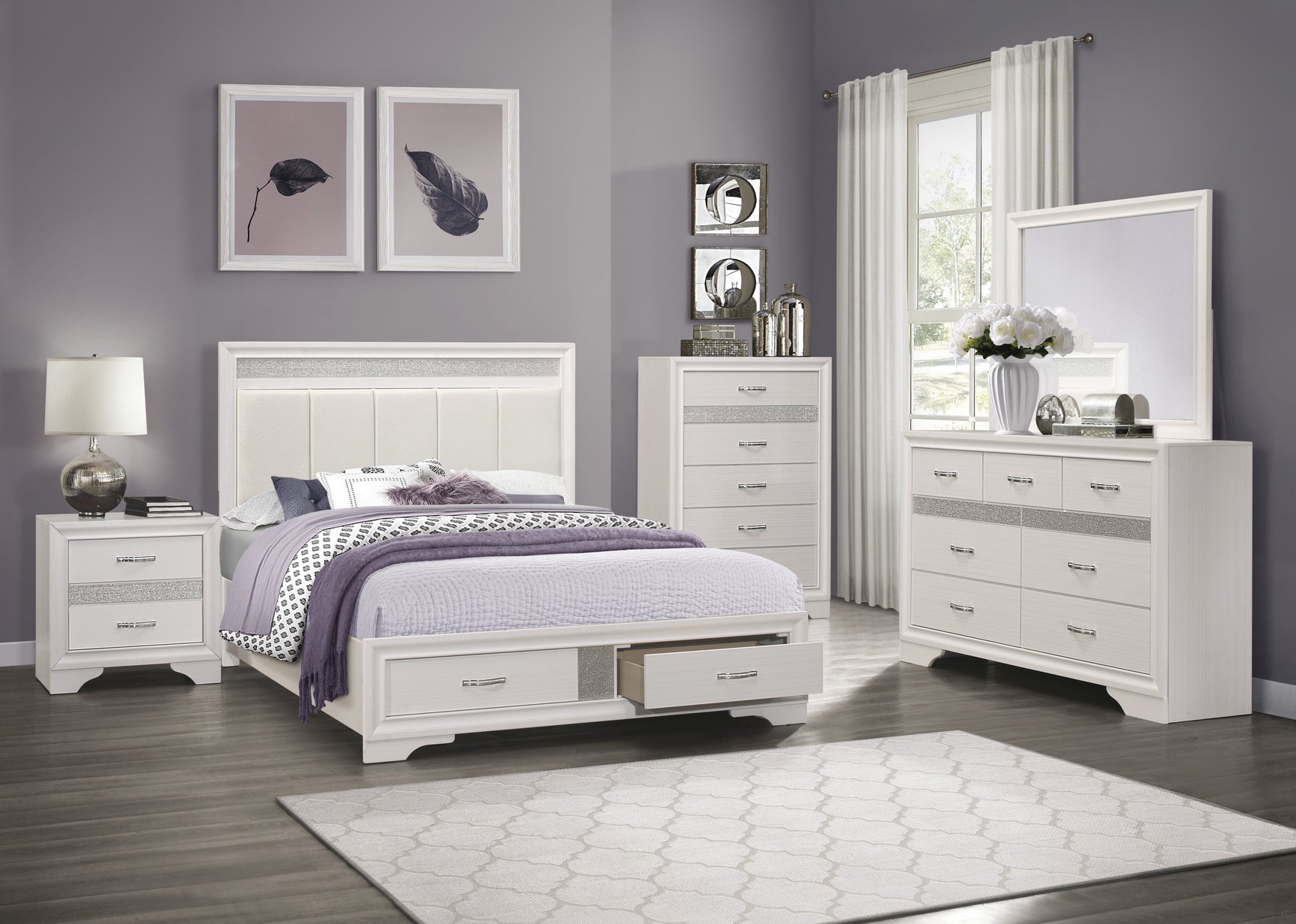 Luster White Nightstand - Ornate Home