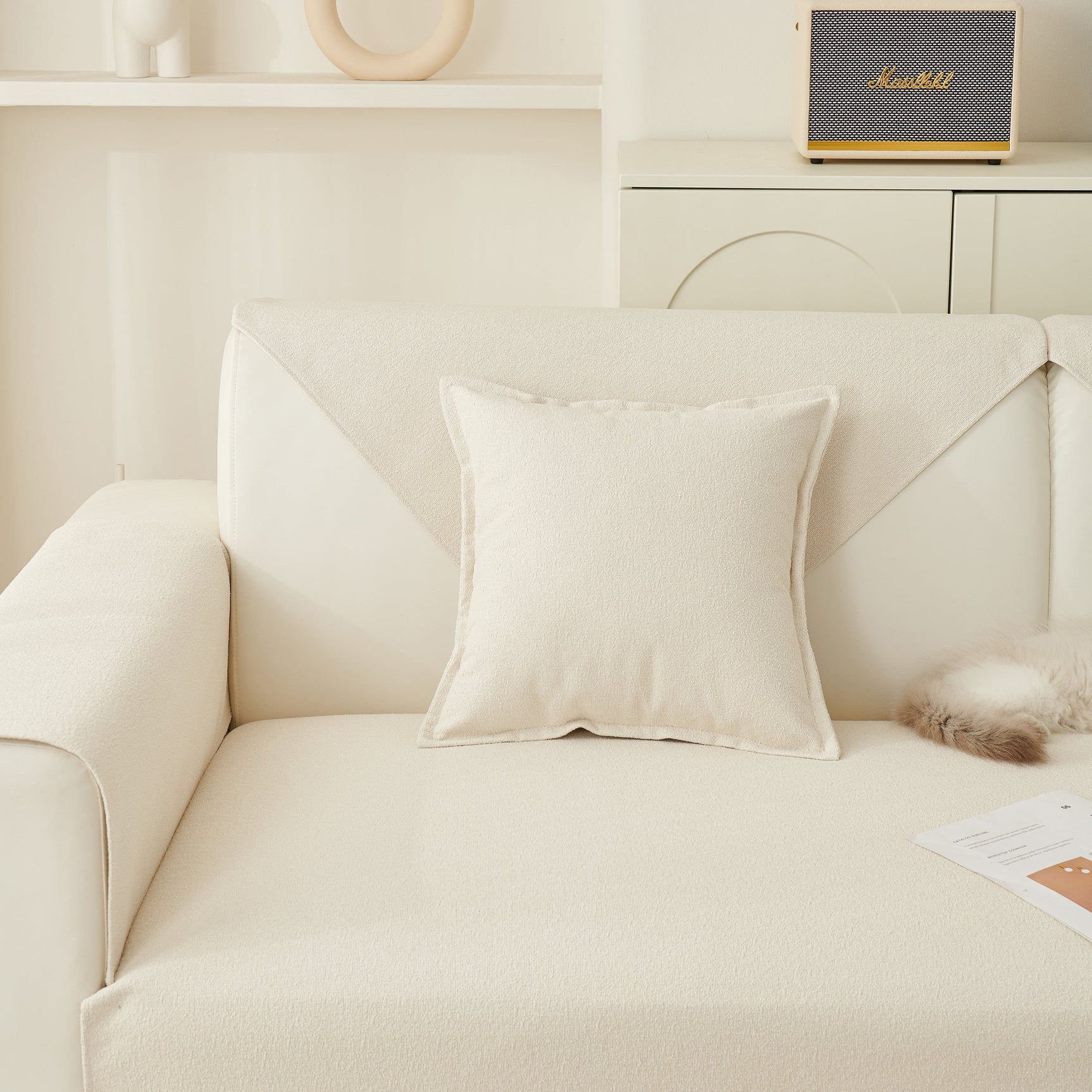Luxurious Teddy Velvet Solid Sofa Towel - Non-Slip Waterproof Sofa Cover Furniture Protector and Pet Couch Cover - Ornate Home