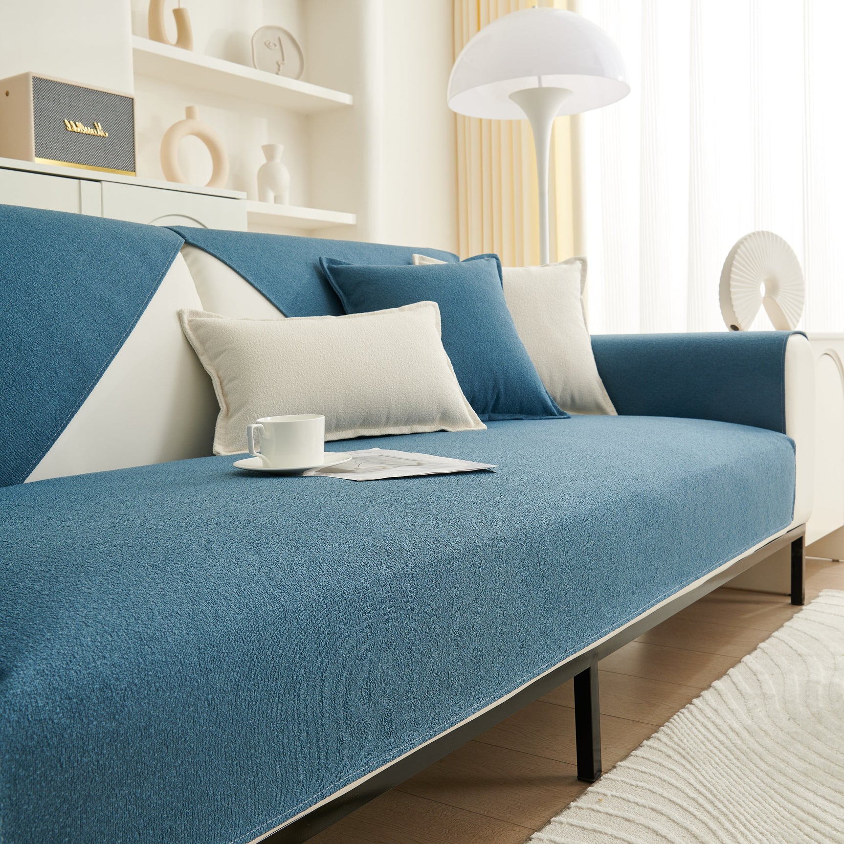 Luxurious Teddy Velvet Solid Sofa Towel - Non-Slip Waterproof Sofa Cover Furniture Protector and Pet Couch Cover - Ornate Home