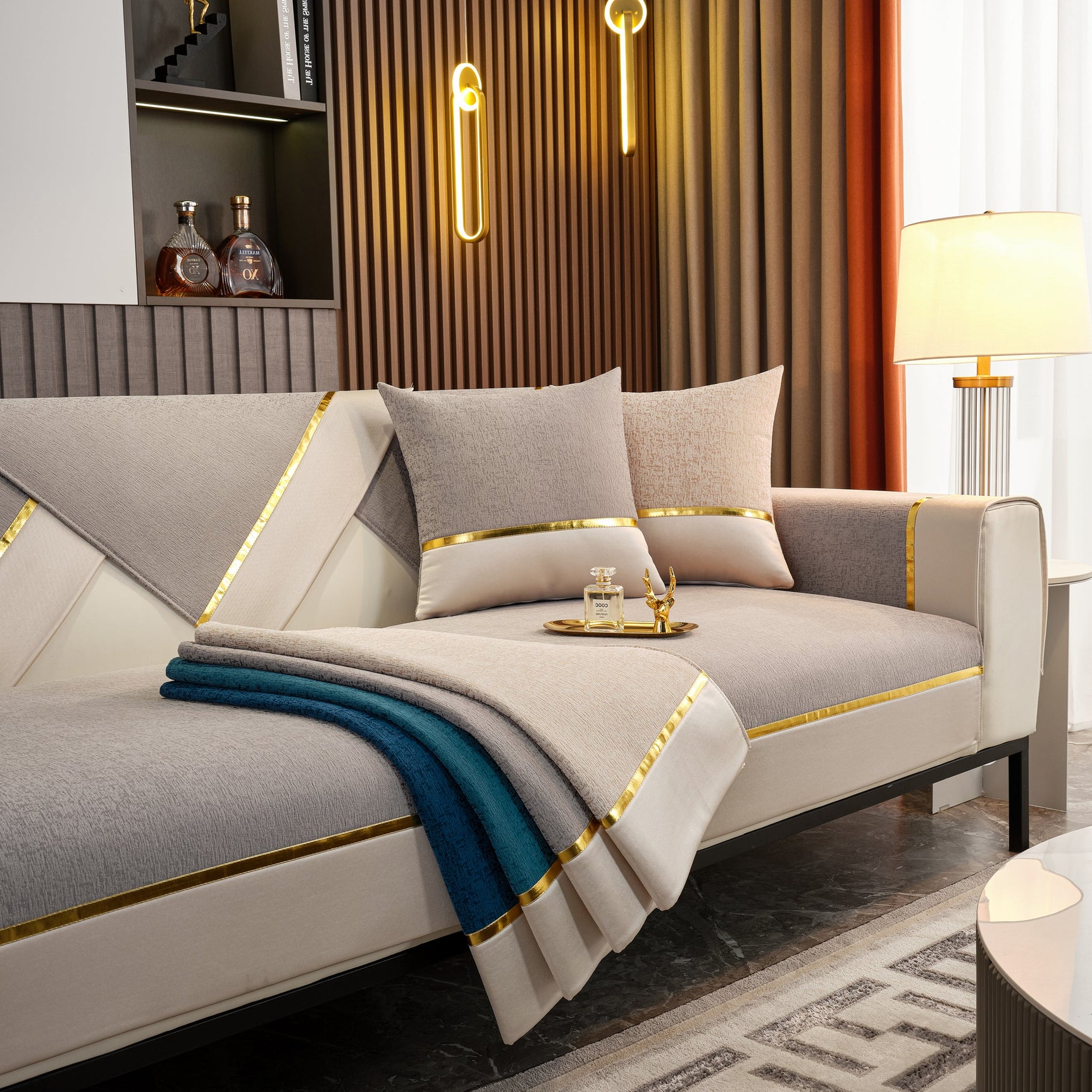 Luxury Leather Couch Protectors with Chenille Sofa Towel Covers, Non-Slip and Washable, Modular Couch Covers - Ornate Home