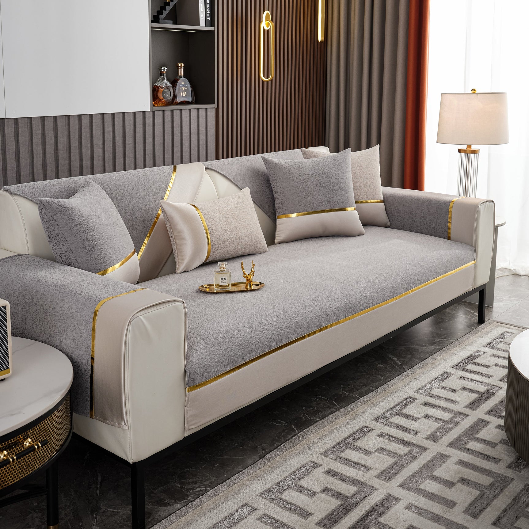 Luxury Leather Couch Protectors with Chenille Sofa Towel Covers, Non-Slip and Washable, Modular Couch Covers - Ornate Home