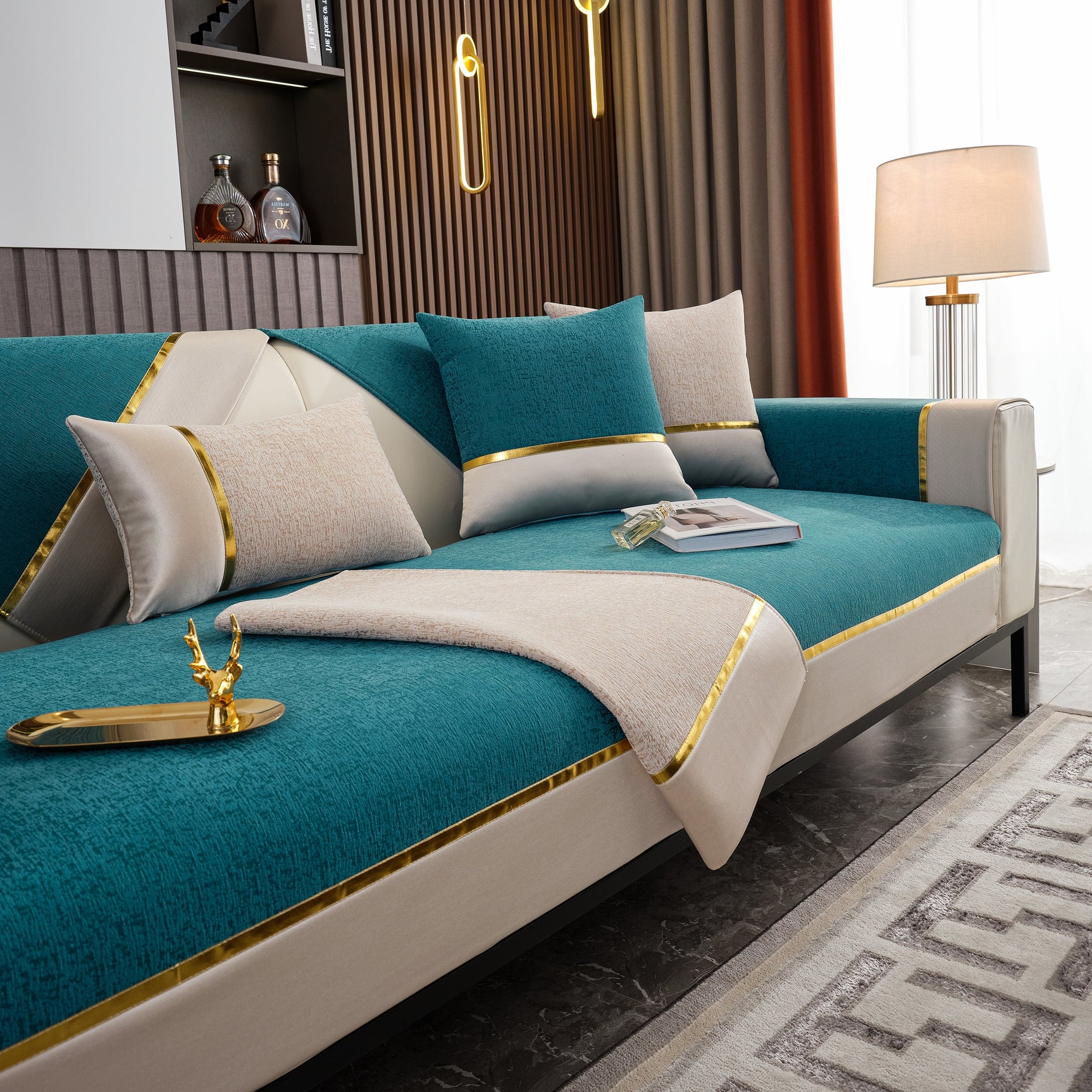 Luxury Leather Couch Protectors with Chenille Sofa Towel Covers, Non-Slip and Washable, Modular Couch Covers - Ornate Home