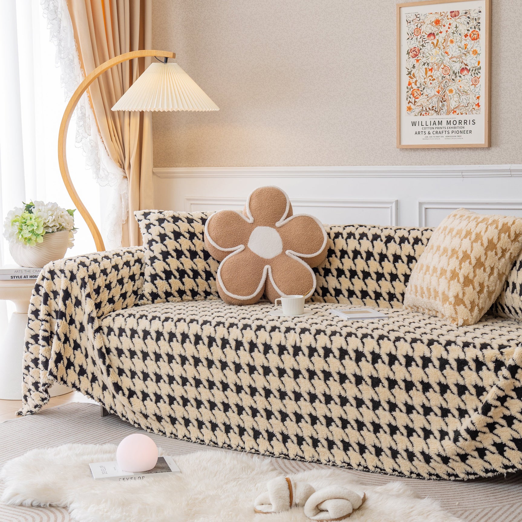 Luxury Plush Universal Couch Cover Blanket, Washable Couch Protector Houndstooth Sofa Covers - Ornate Home