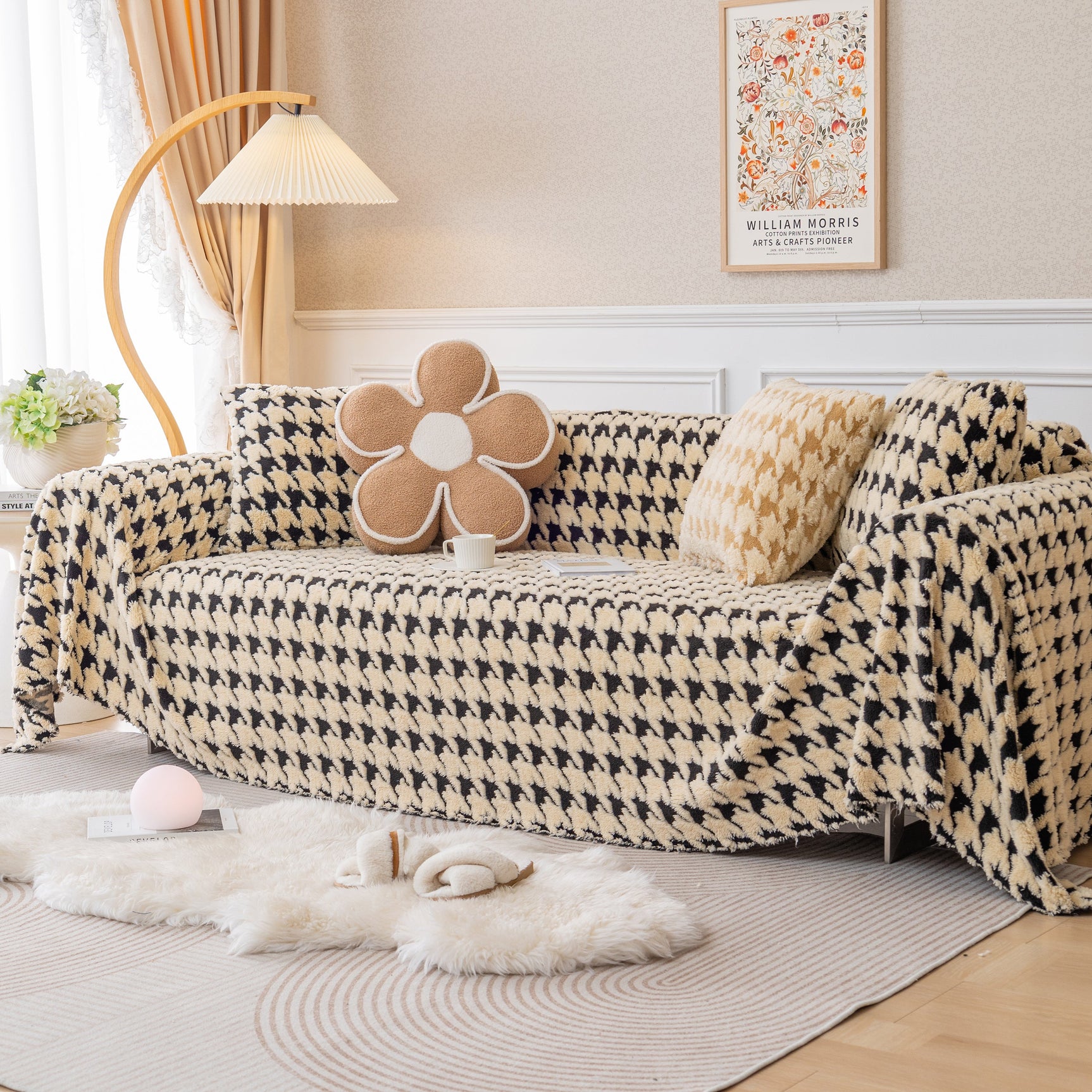 Luxury Plush Universal Couch Cover Blanket, Washable Couch Protector Houndstooth Sofa Covers - Ornate Home