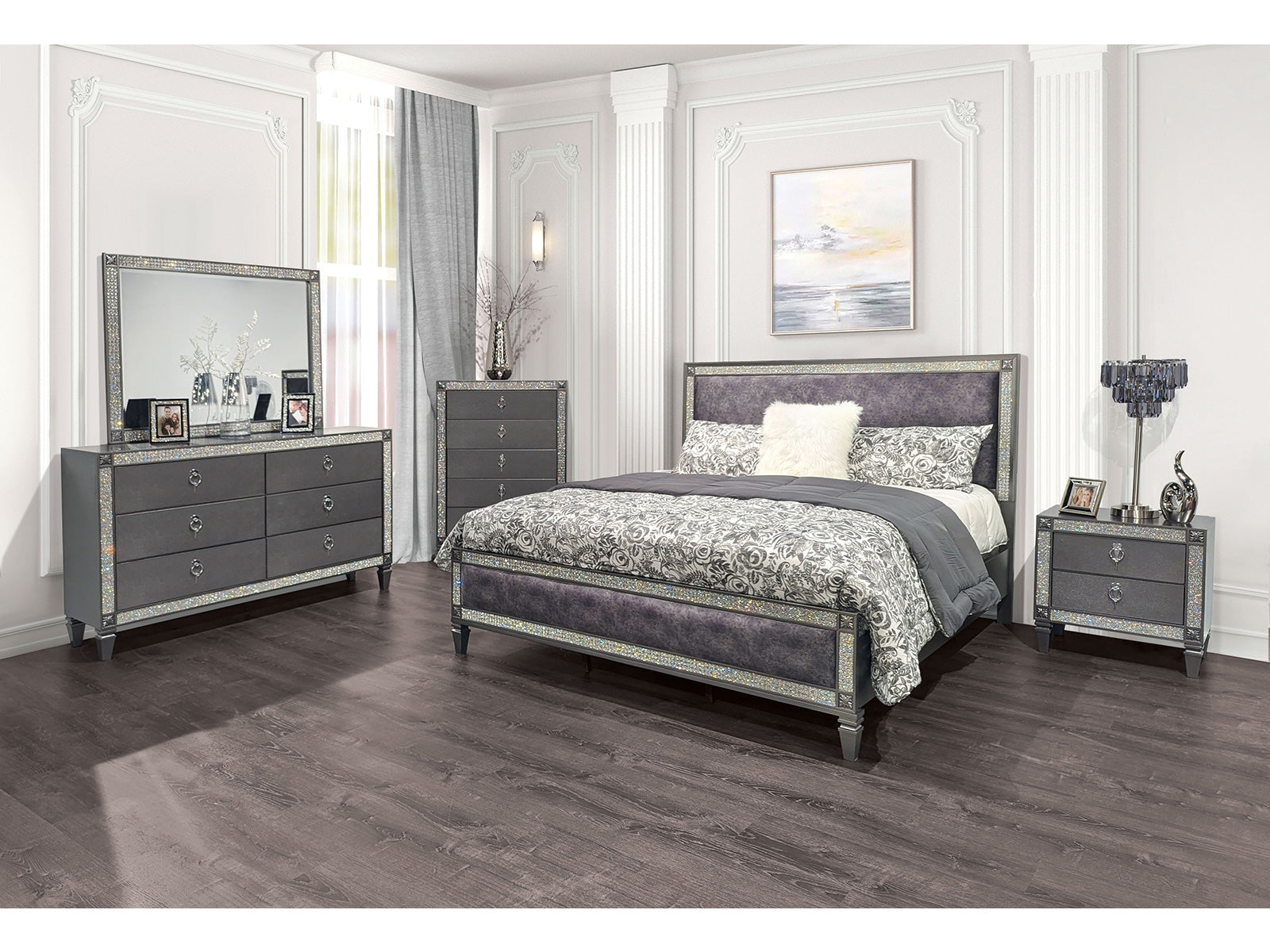 Lyanne Gray E.King Bed - Ornate Home