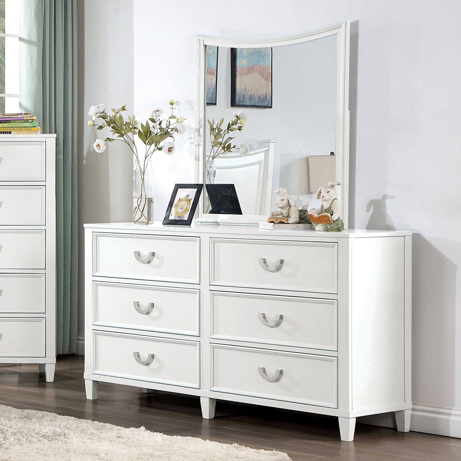 Lycoris White Twin 4 Piece Bedroom Set - Ornate Home