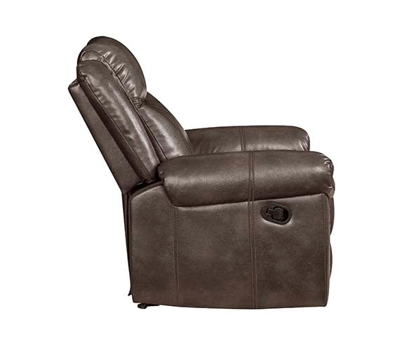 Lydia Brown Faux Leather Manual Reclining Loveseat w/ Console - Ornate Home