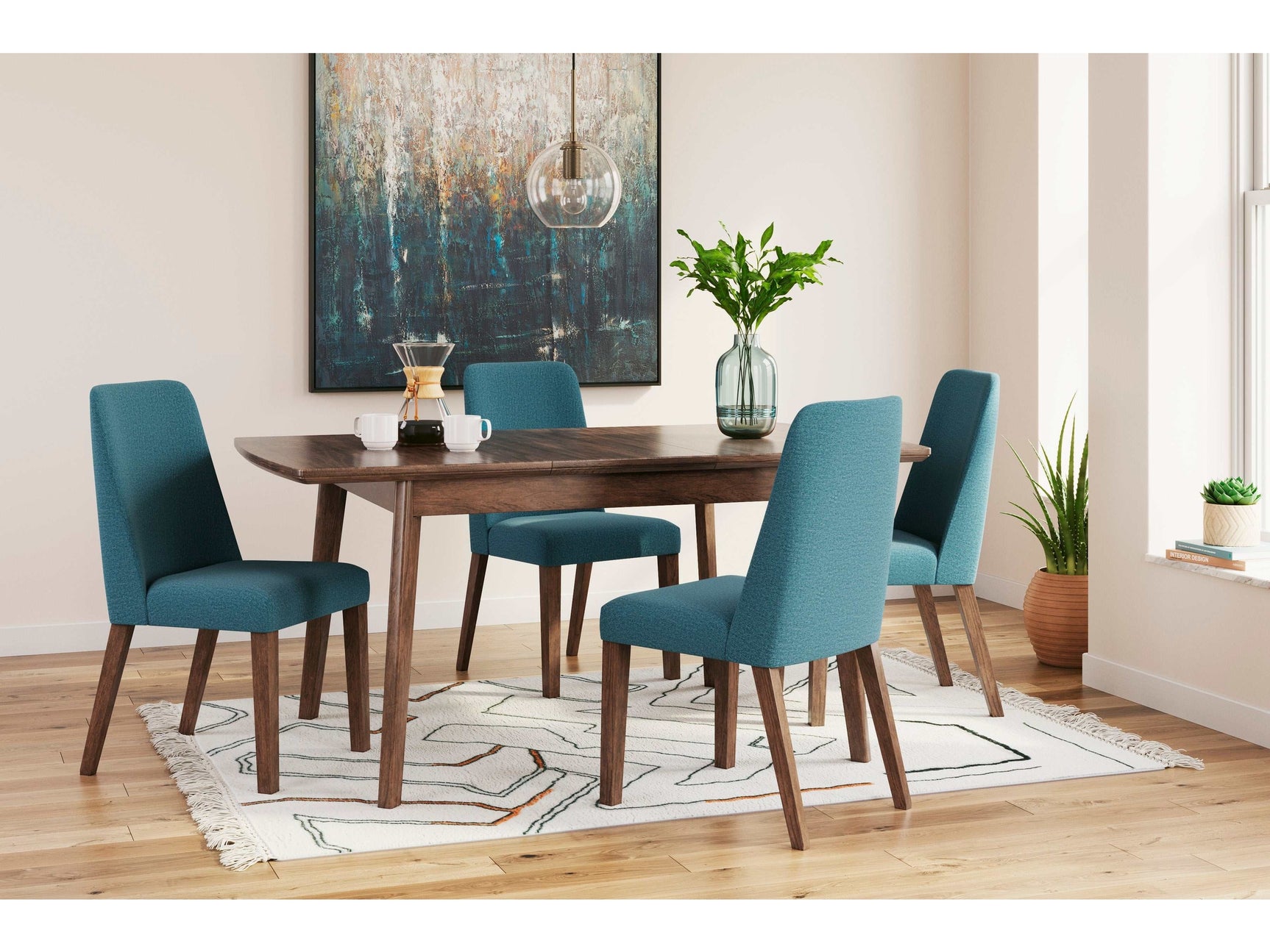 Lyncott Blue & Brown Dining Room Set / 5pc (Online Special Price) - Ornate Home