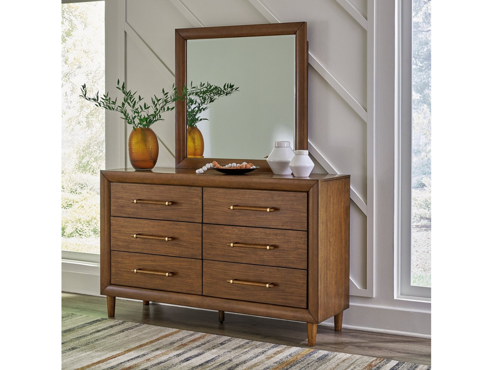 Lyncott Brown Dresser and Mirror (Online Special Price) - Ornate Home