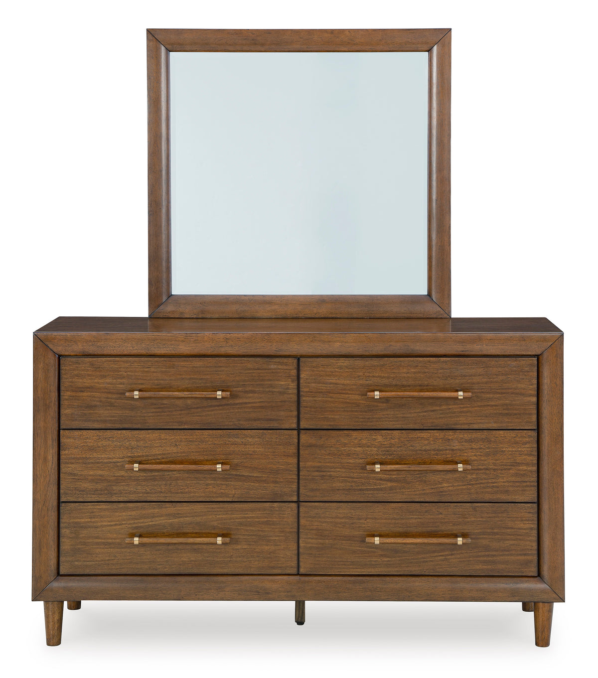 Lyncott Brown King Upholstered Bed with Mirrored Dresser and Nightstand - Ornate Home