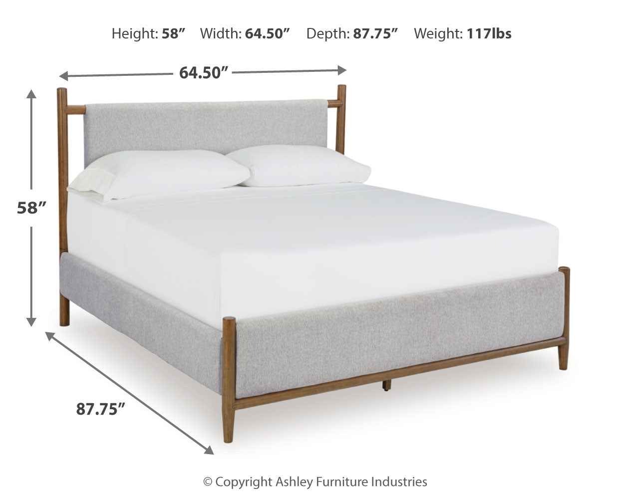 Lyncott Brown Queen Upholstered Bed, Dresser, Mirror and 2 Nightstands (Online Special Price) - Ornate Home