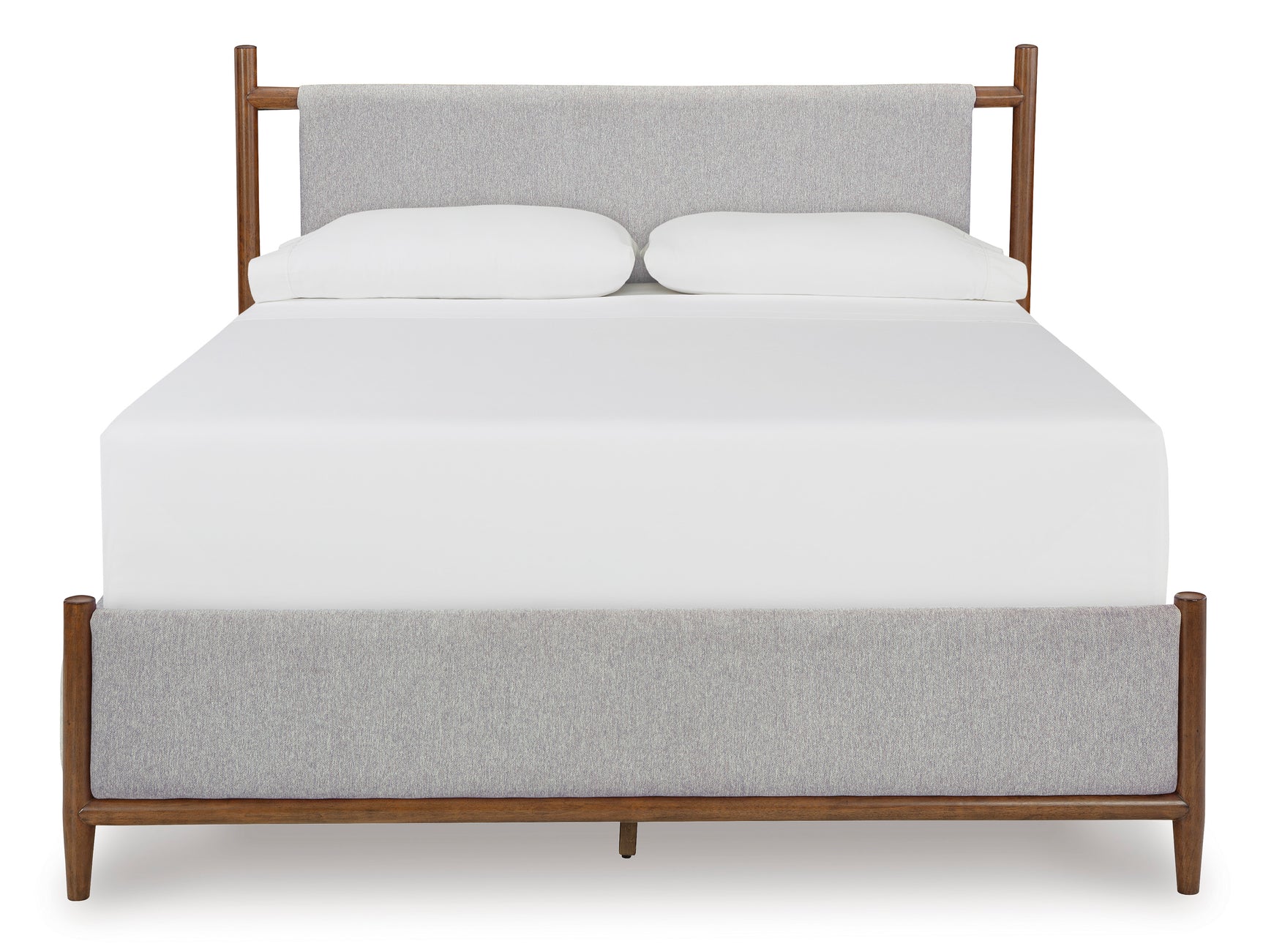 Lyncott Brown Queen Upholstered Bed with Mirrored Dresser and Nightstand - Ornate Home