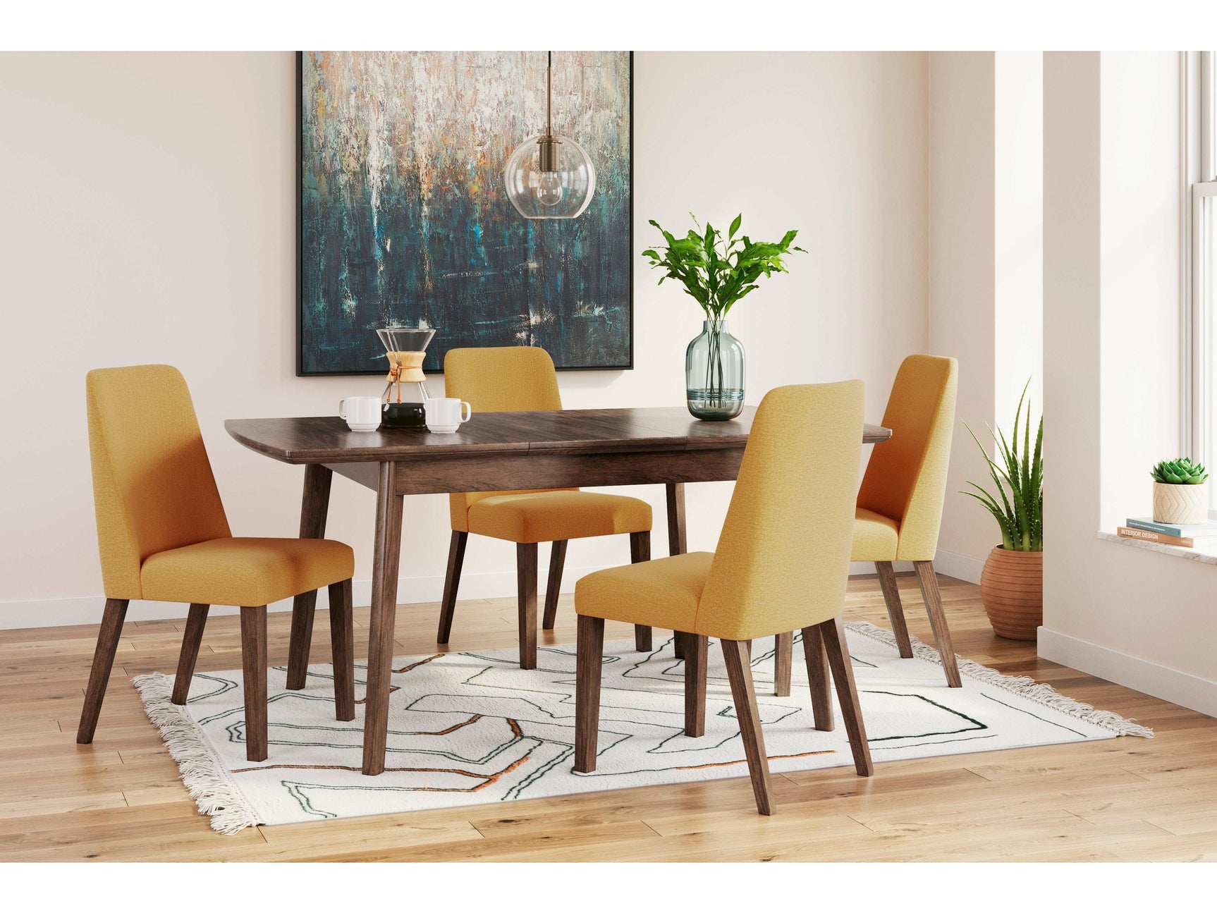 Lyncott Mustard & Brown Dining Room Set / 5pc (Online Special Price) - Ornate Home