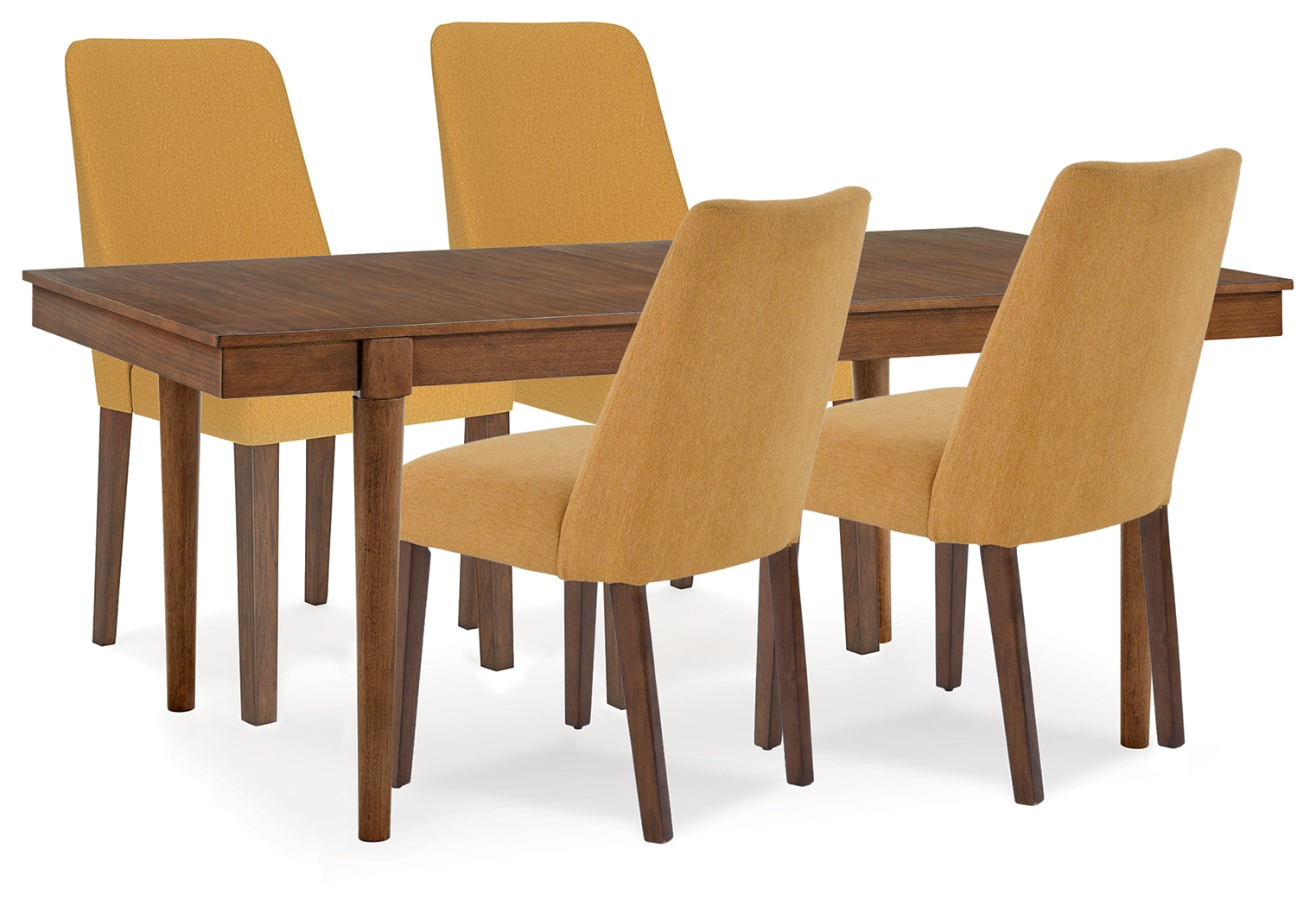Lyncott Mustard/Brown Extension Dining Table and 4 Chairs - Ornate Home
