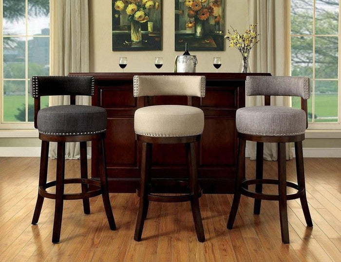 Lynsey Dark Oak/Beige 24" Bar Stool - Ornate Home