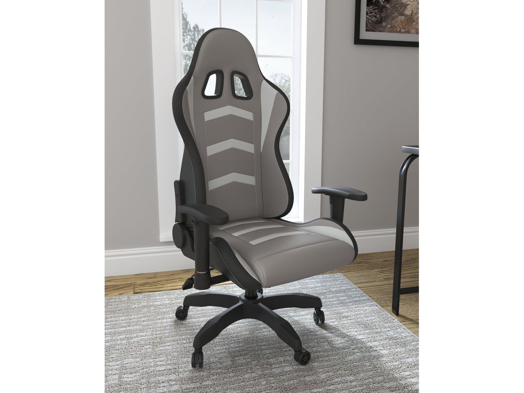 Lynxtyn White/Gray Home Office Desk Chair - Ornate Home