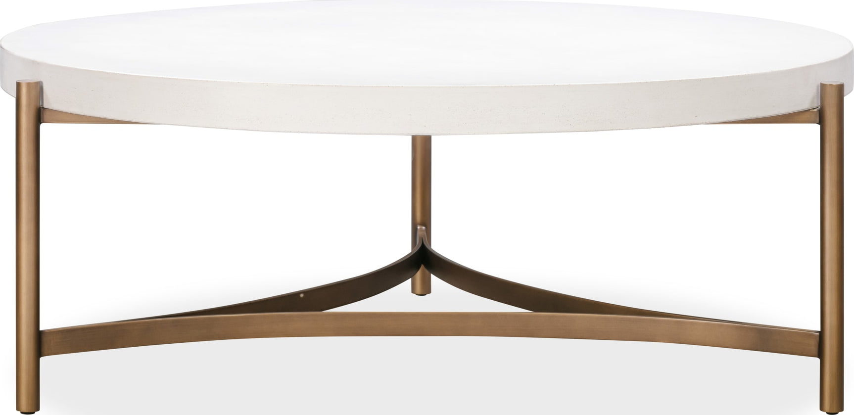 Lyon Ivory Round White Concrete and Metal Coffee Table - Ornate Home