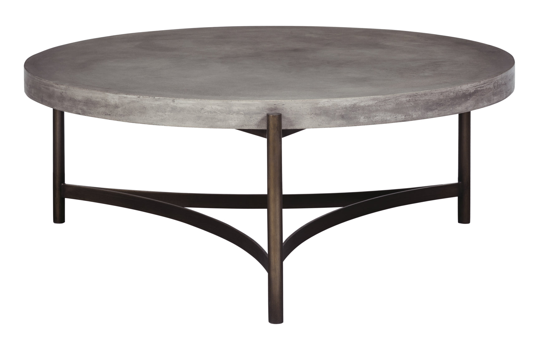 Lyon Round Natural Concrete and Metal Coffee Table - Ornate Home