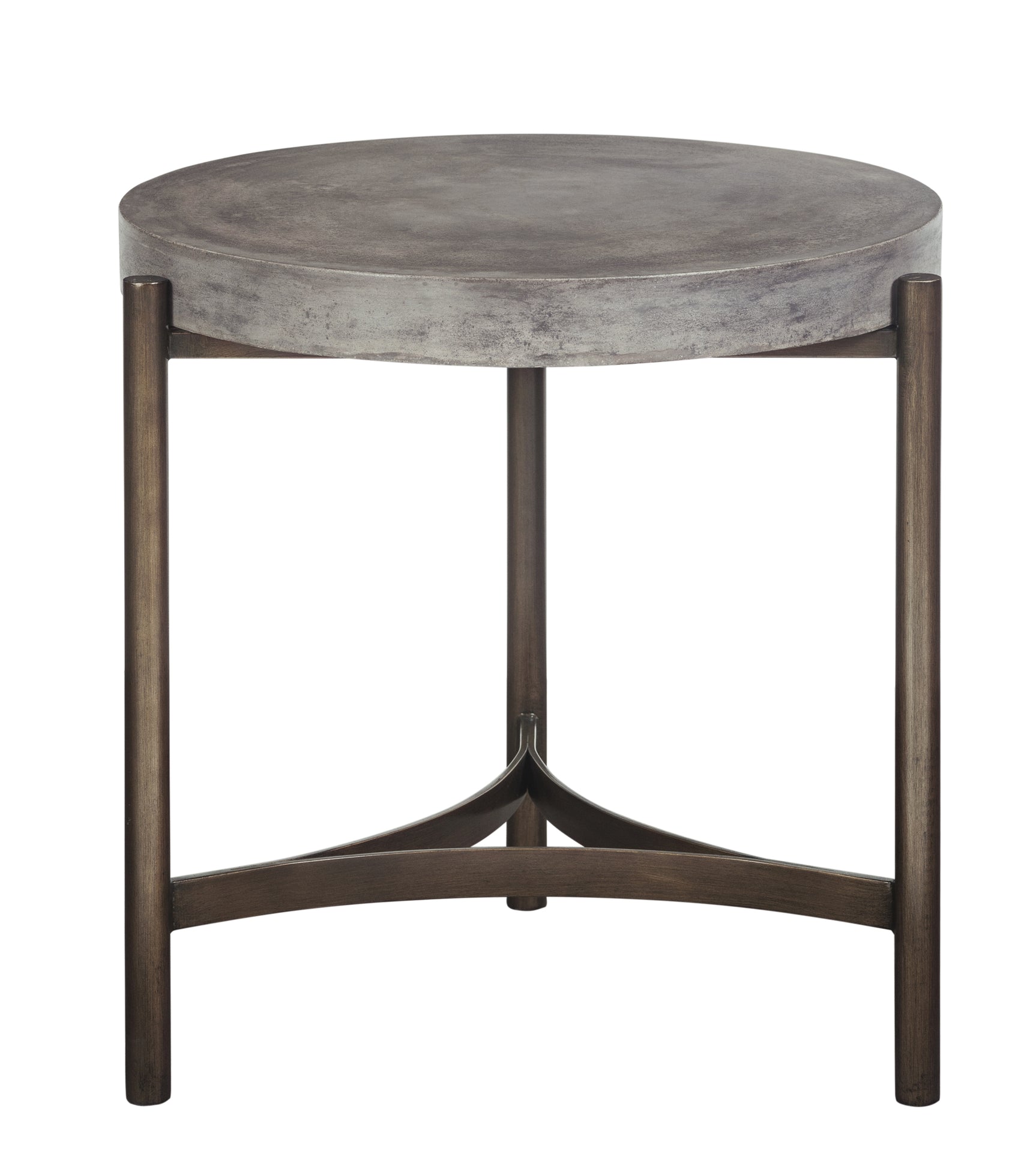 Lyon Round Natural Concrete and Metal Side Table - Ornate Home