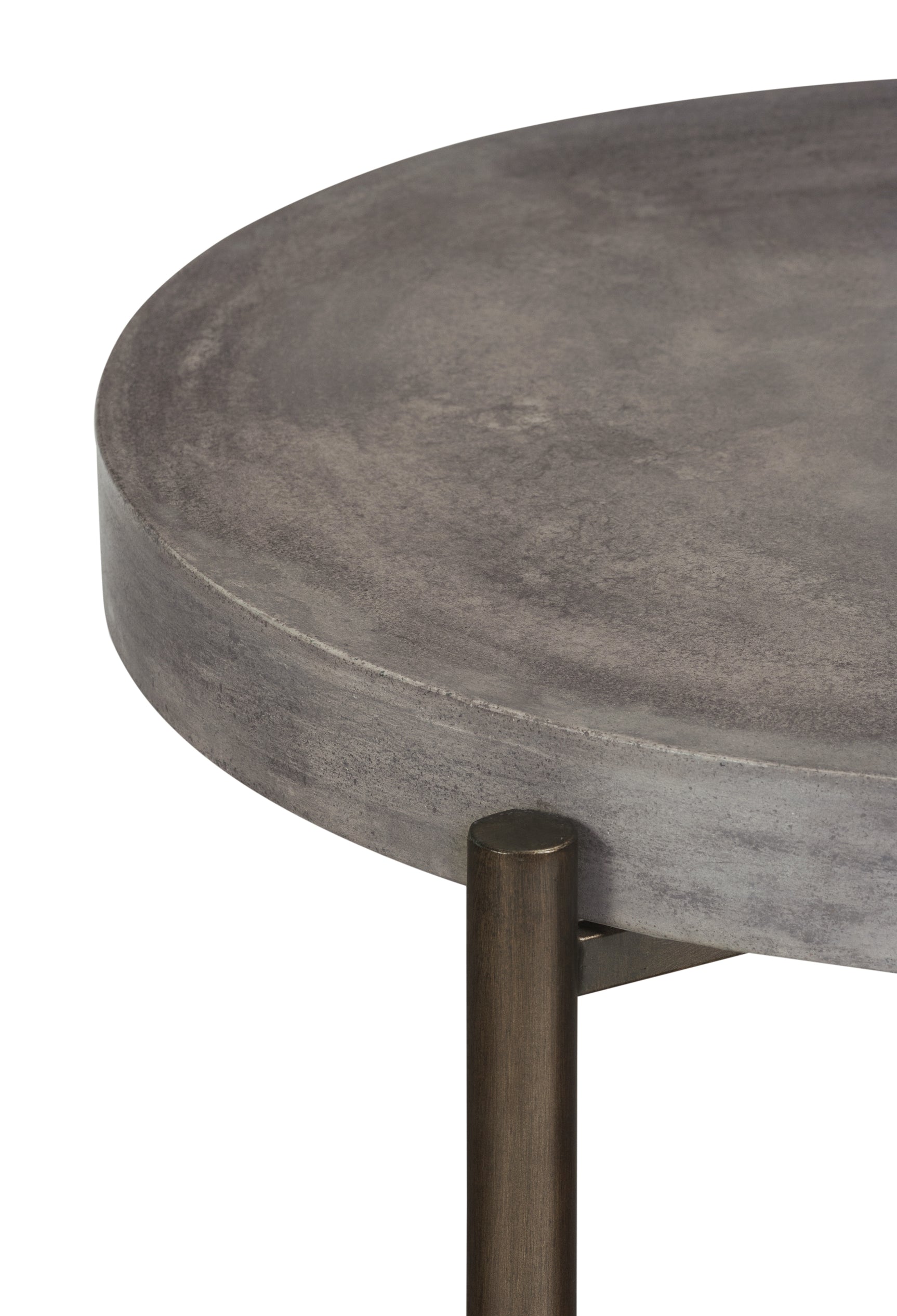 Lyon Round Natural Concrete and Metal Side Table - Ornate Home