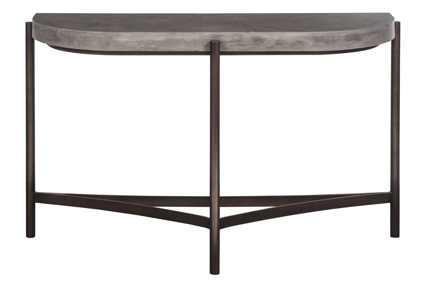 Lyon Semi-circular Natural Concrete and Metal Console Table - Ornate Home