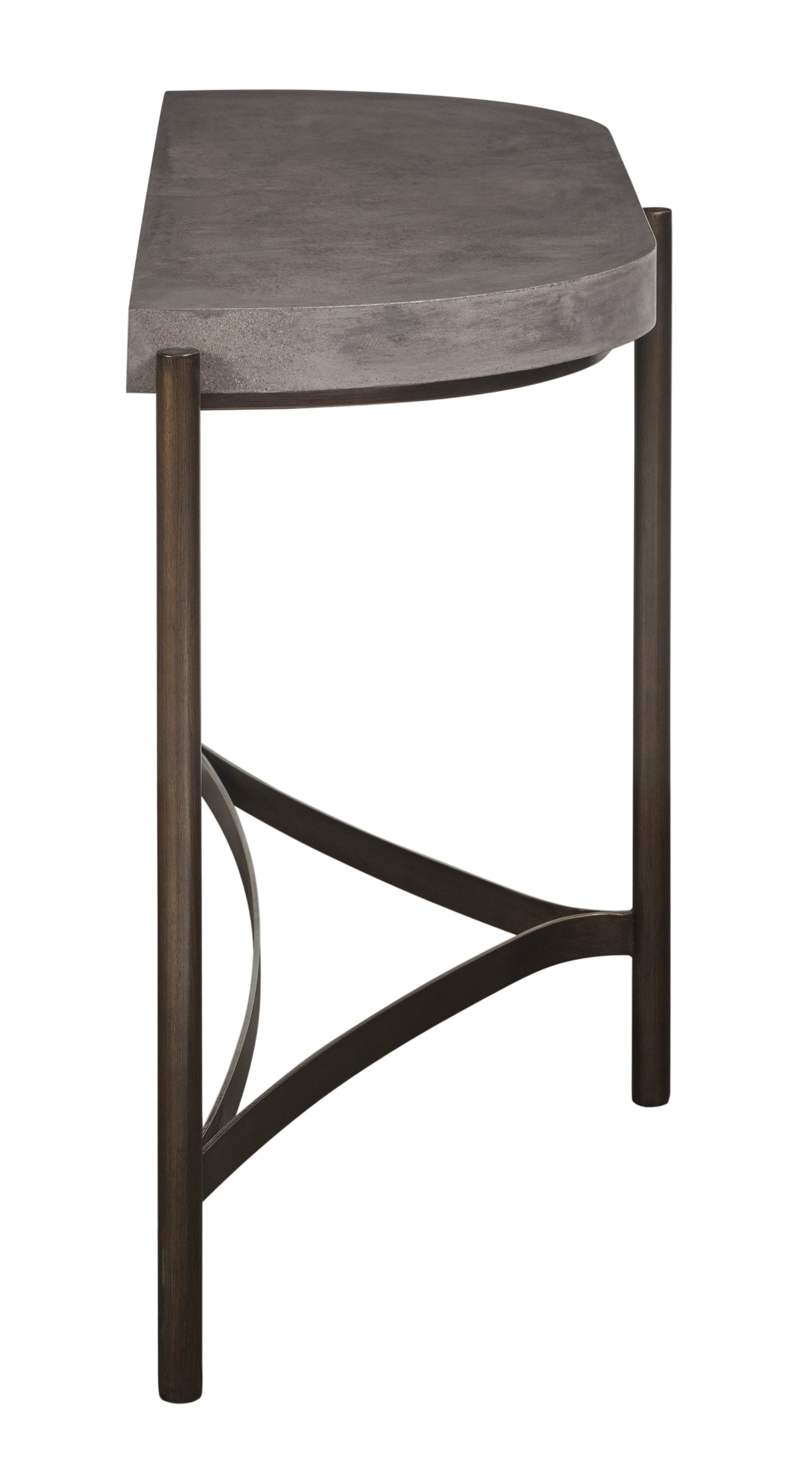 Lyon Semi-circular Natural Concrete and Metal Console Table - Ornate Home