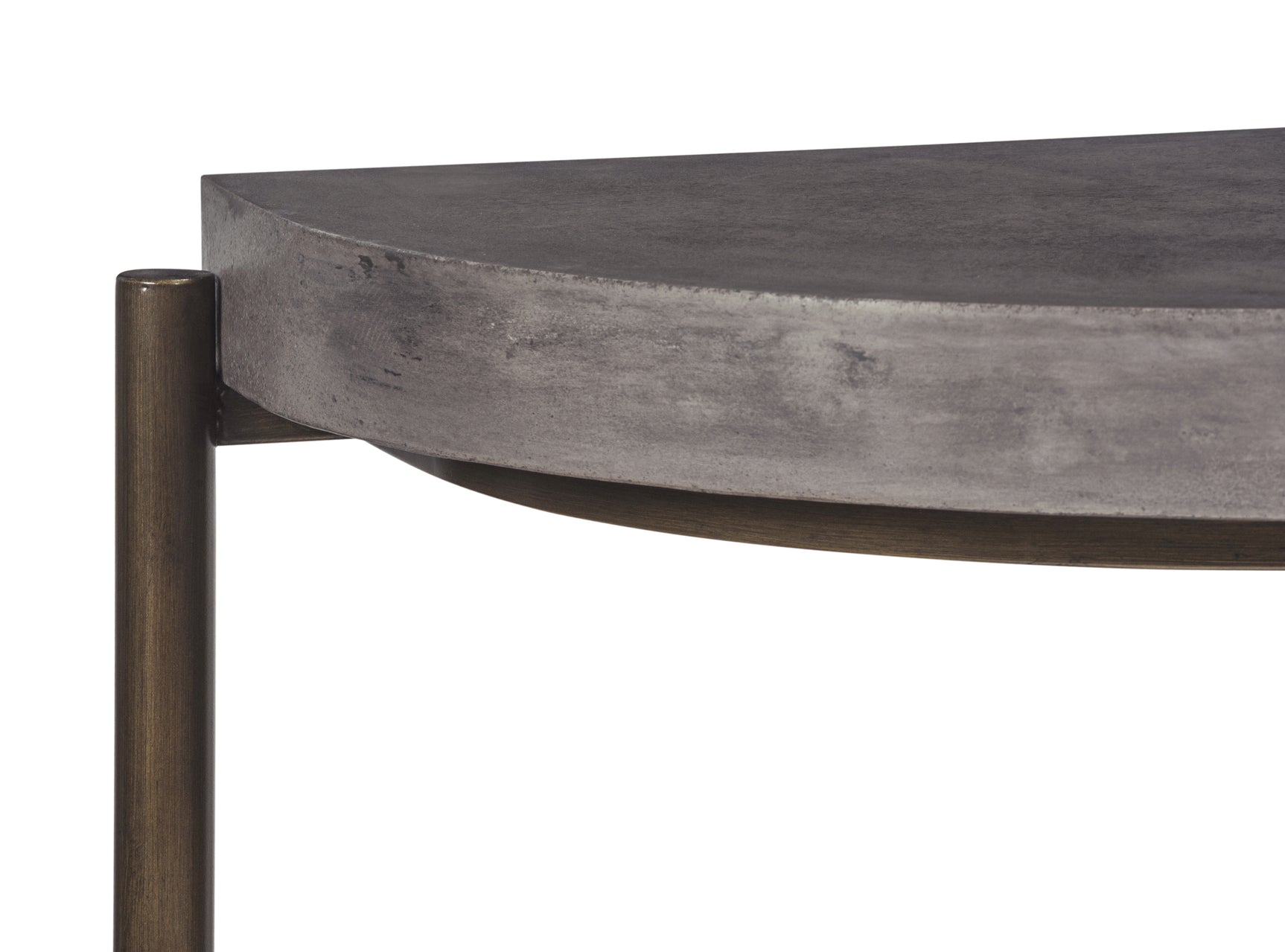 Lyon Semi-circular Natural Concrete and Metal Console Table - Ornate Home