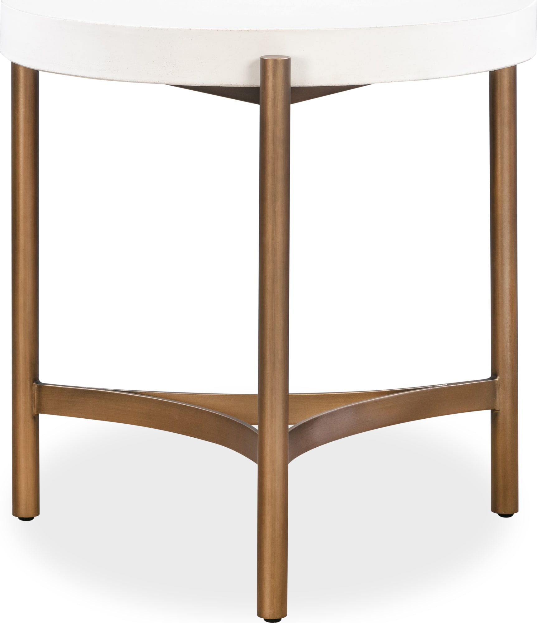 Lyon White/Brushed Bronze Round Concrete and Metal Side Table - Ornate Home