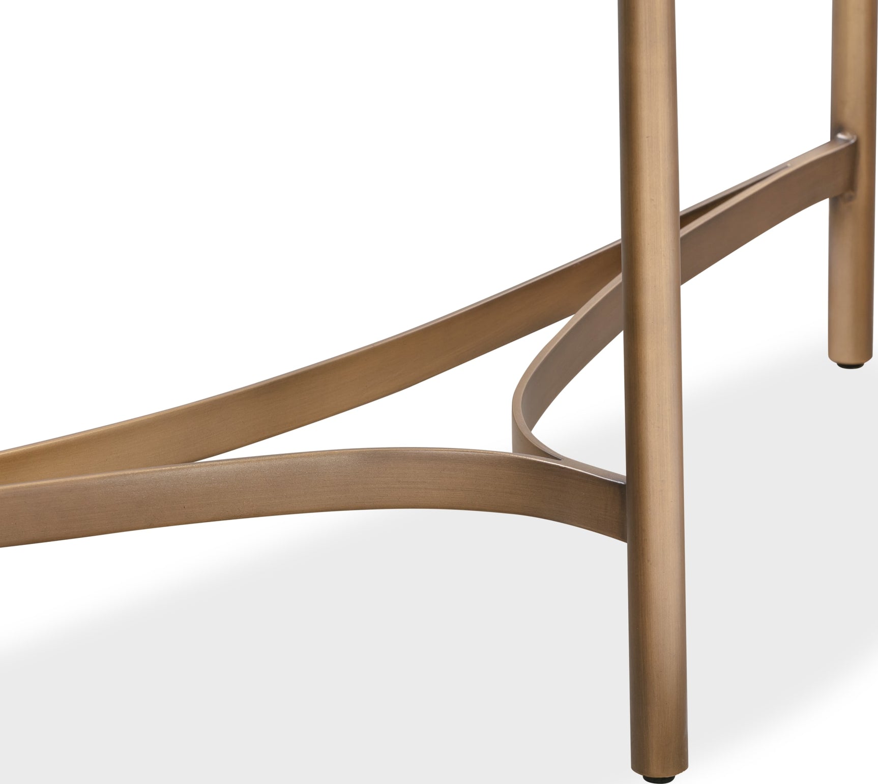 Lyon White/Brushed Bronze Semi-Circular Concrete and Metal Console Table - Ornate Home