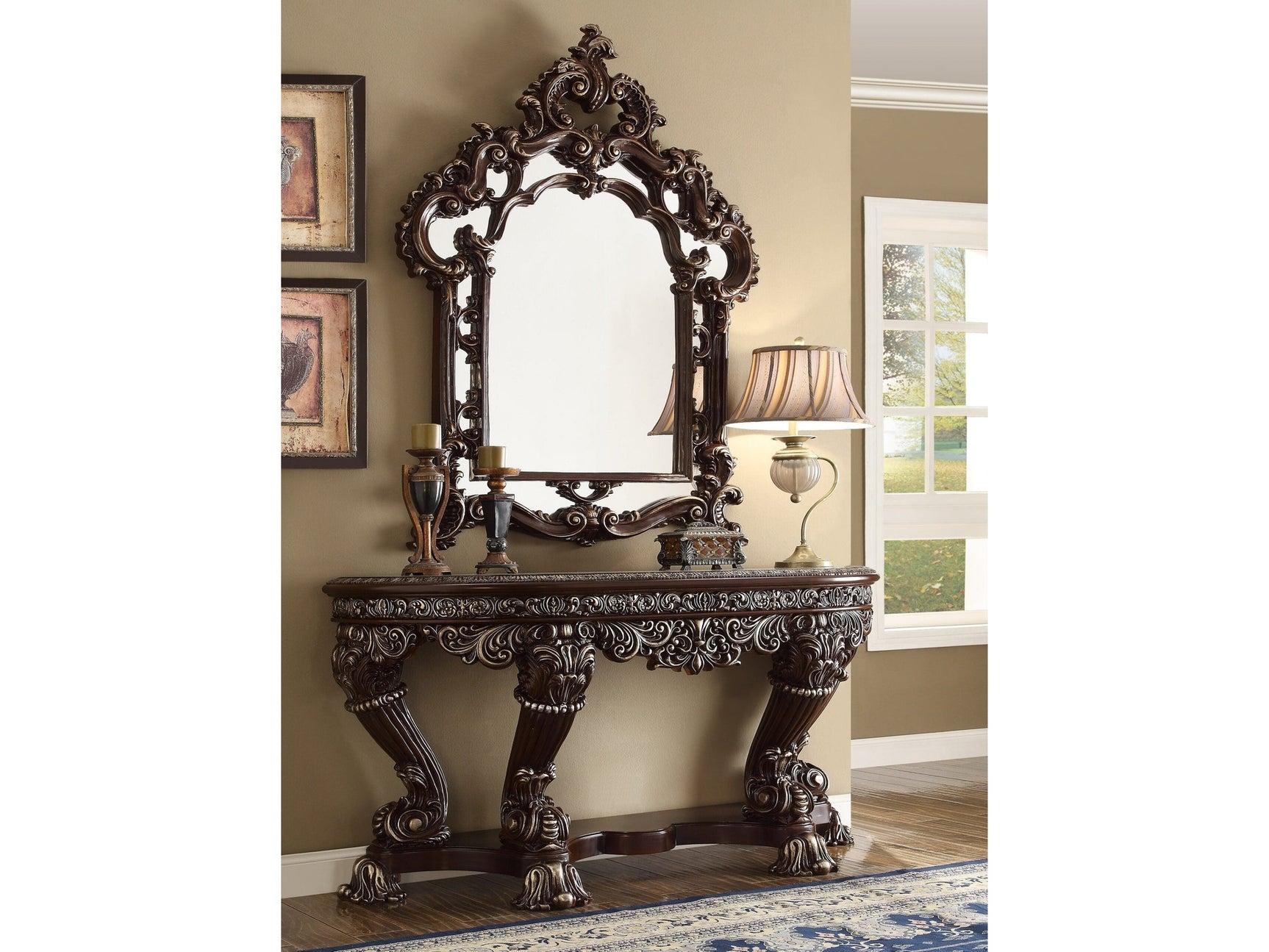 Lysandra Brown Cherry Console Table / HD-8017 - Ornate Home
