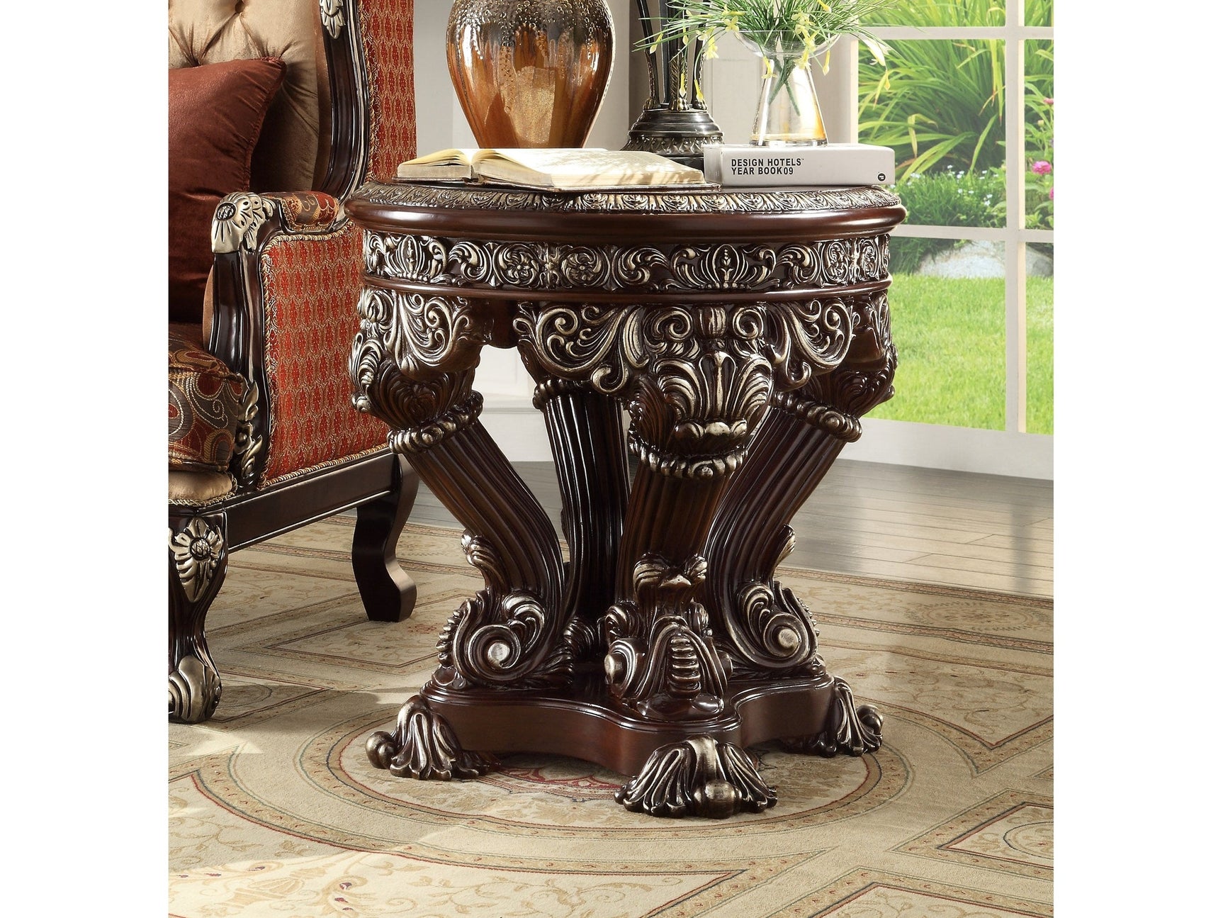 Lysandra Brown Cherry End Table / HD-8017 - Ornate Home