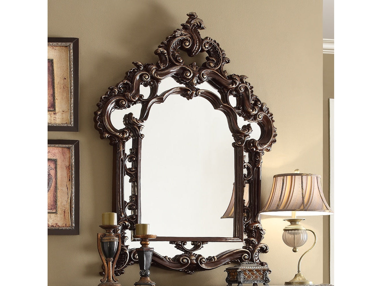 Lysandra Brown Cherry Mirror / HD-8017 - Ornate Home