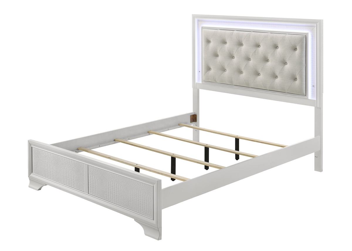 Lyssa Frost/Oat King LED Panel Bed - Ornate Home
