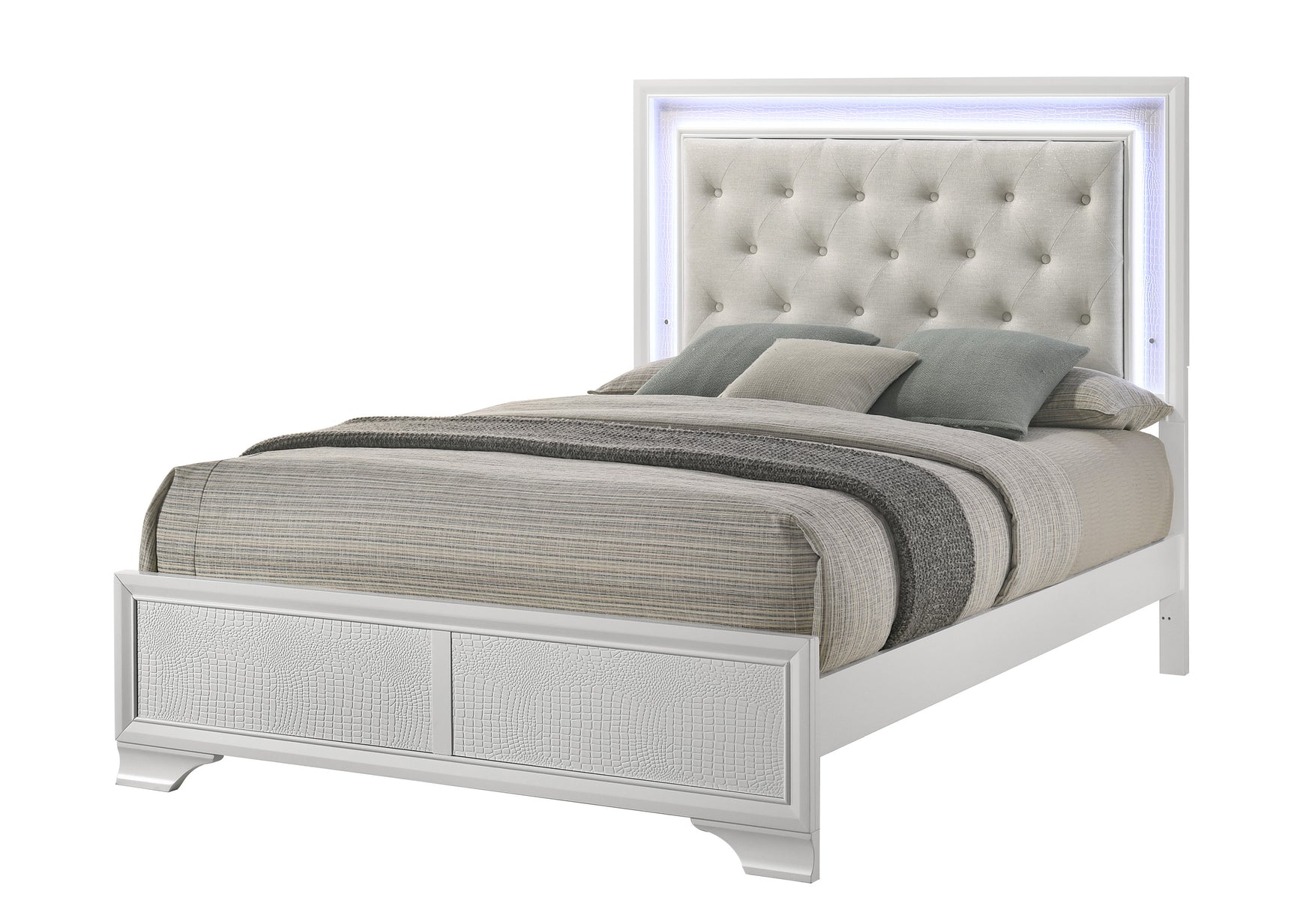 Lyssa Frost/Oat LED Panel Bedroom Set - Ornate Home