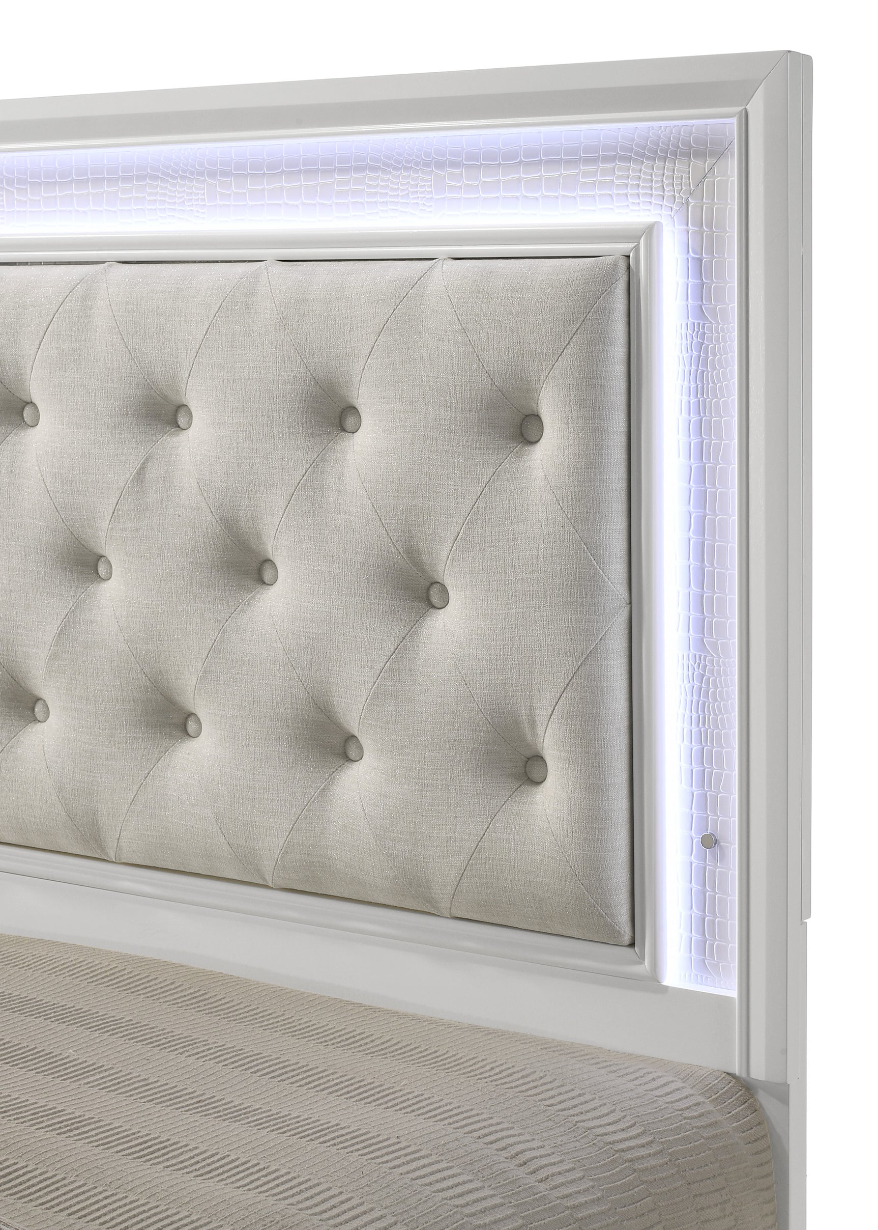 Lyssa Frost/Oat King LED Panel Bed - Ornate Home