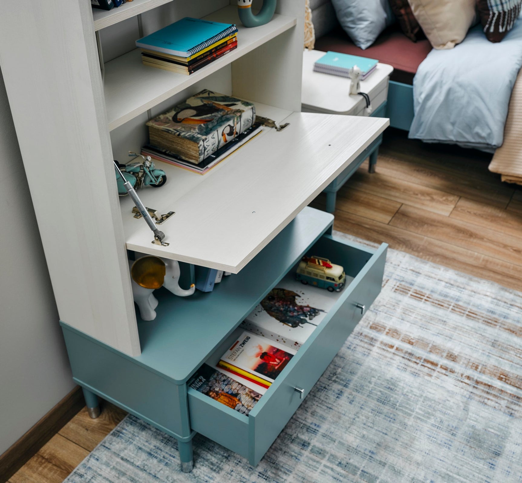 Marin Light Blue/White Bookcase