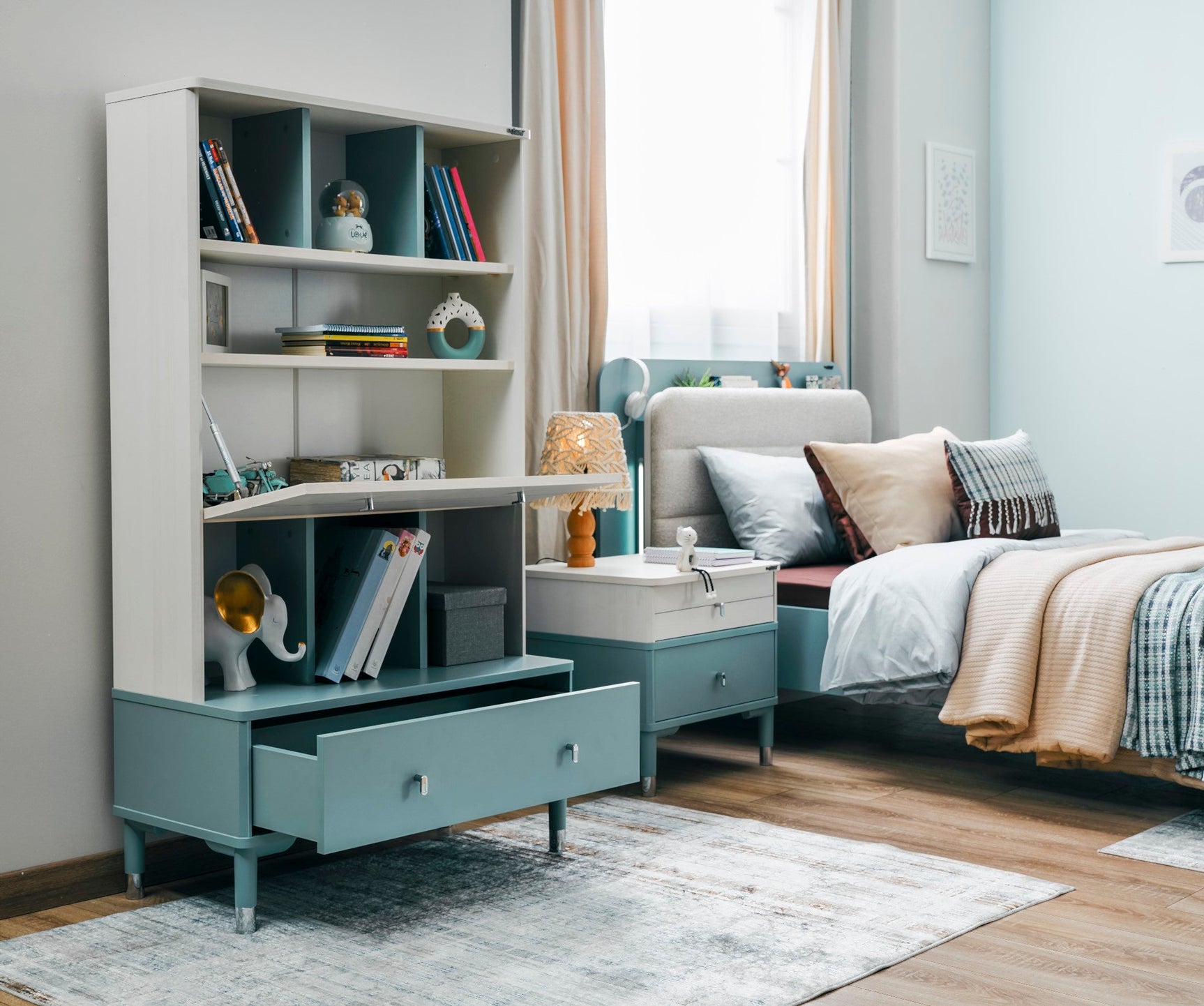 Marin Light Blue/White Bookcase