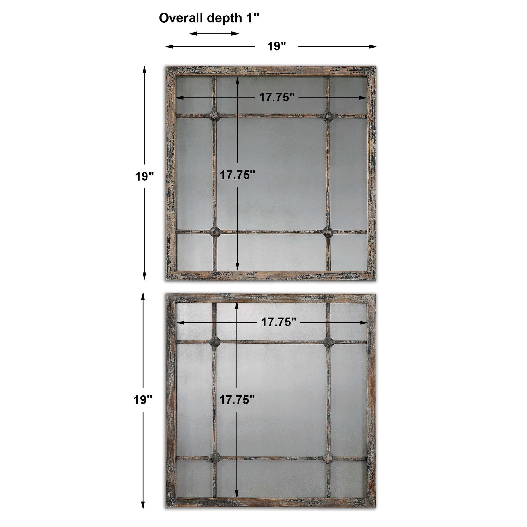 Saragano Brown/Gray/Woodtone Square Mirrors (Set of 2)