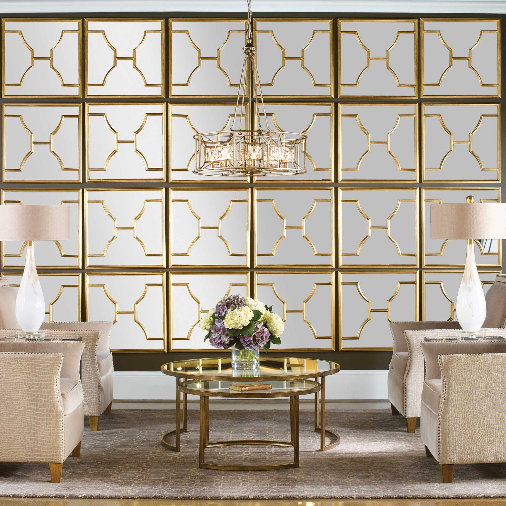 Misa Gold Square Mirrors (Set of 2)