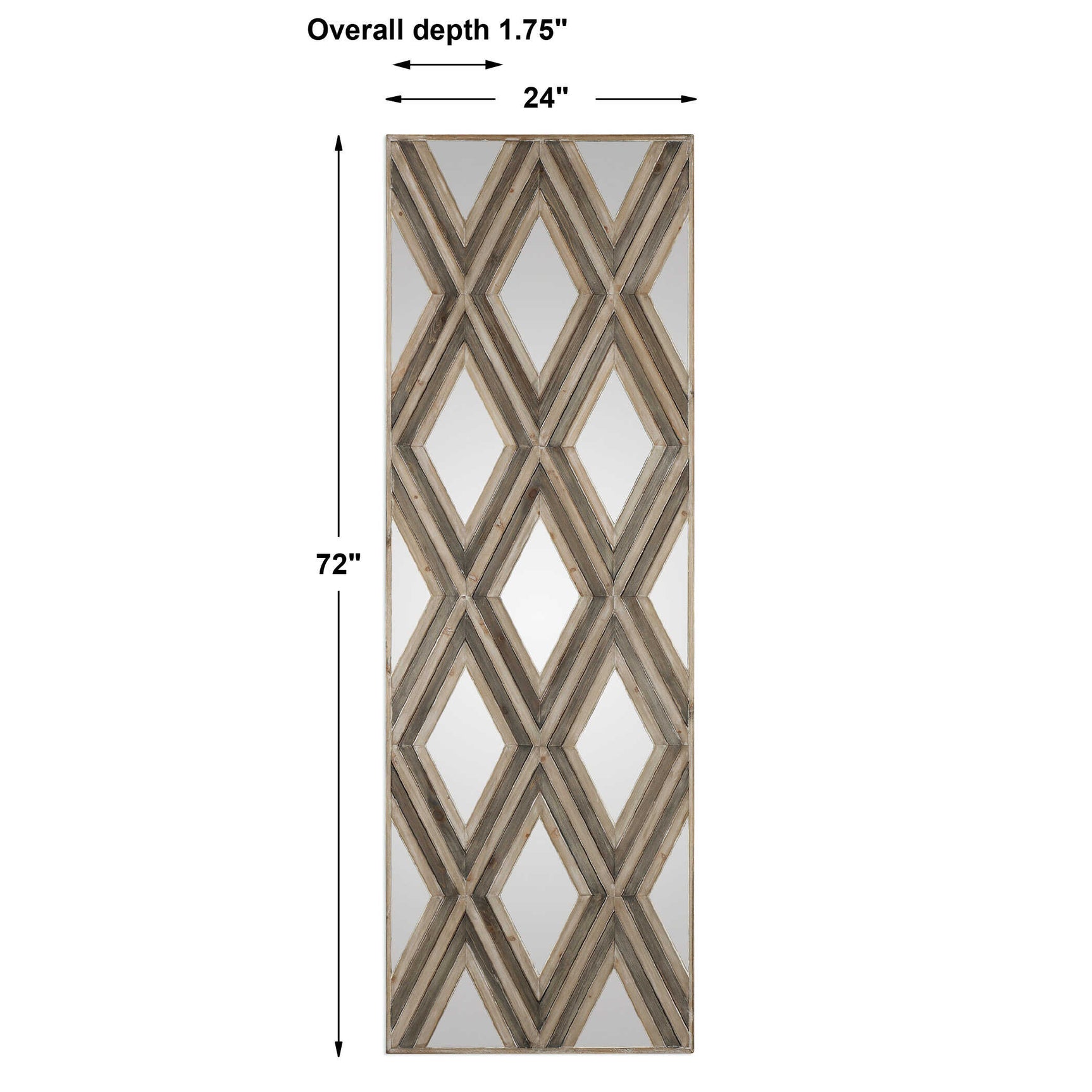 Tahira Woodtone Geometric Argyle Pattern Wall Mirror