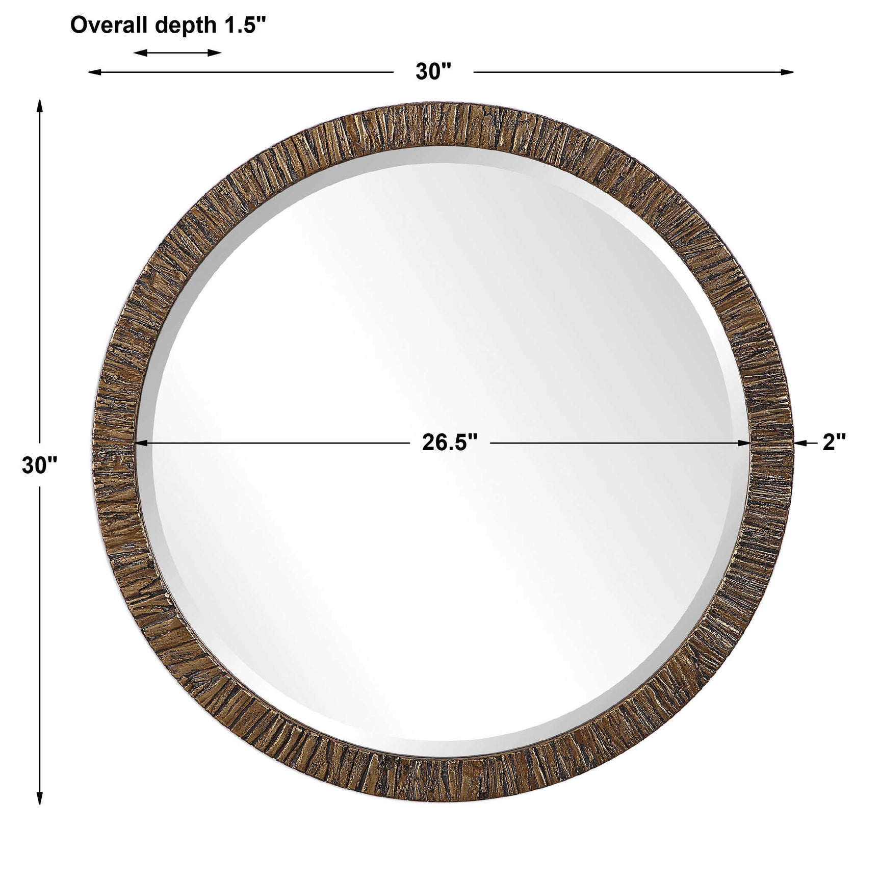 Wayde Gold Bark Round Mirror