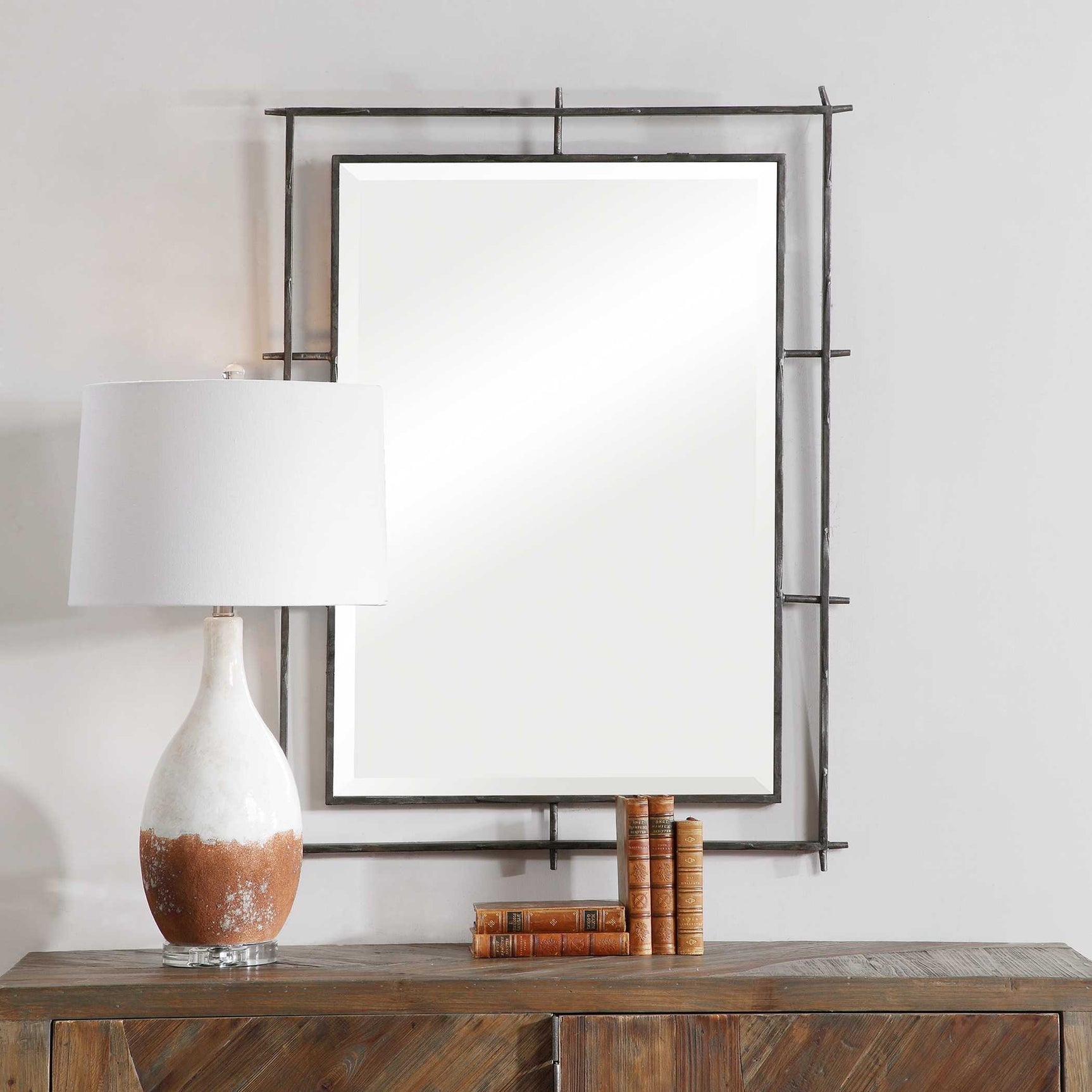 Ironworks Black Industrial Mirror