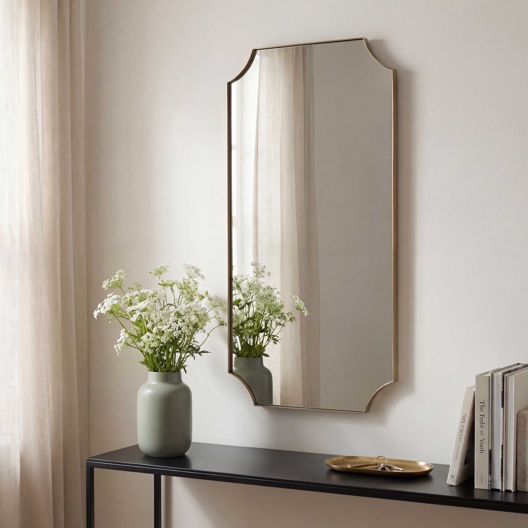 Lennox Brass Scalloped Corner Mirror