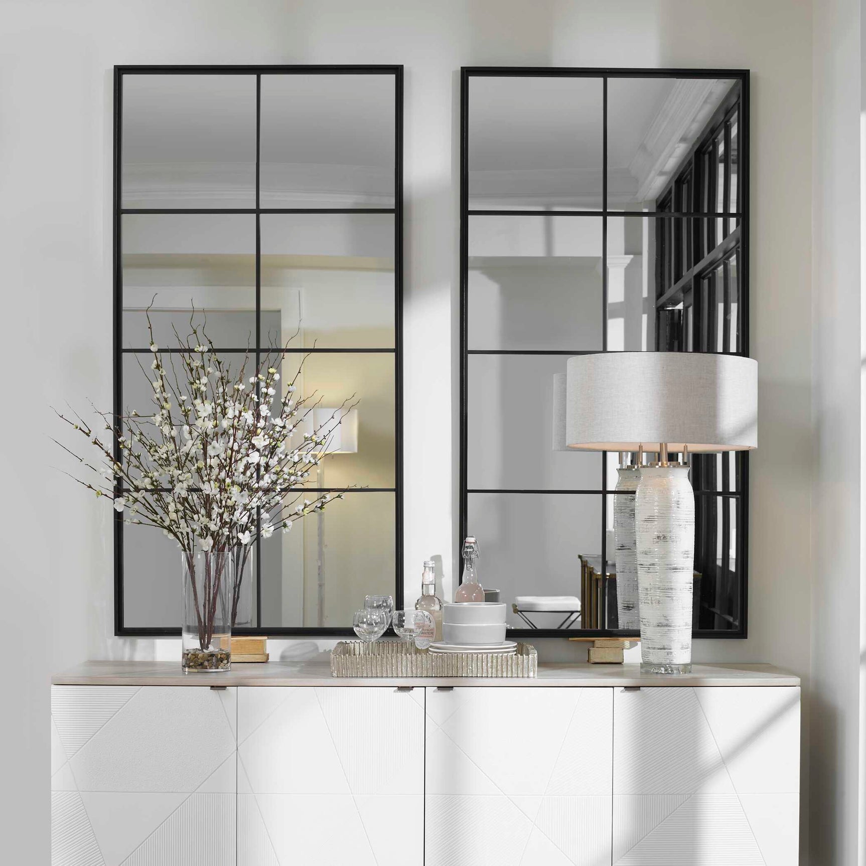 Rousseau Black Iron Window Mirror