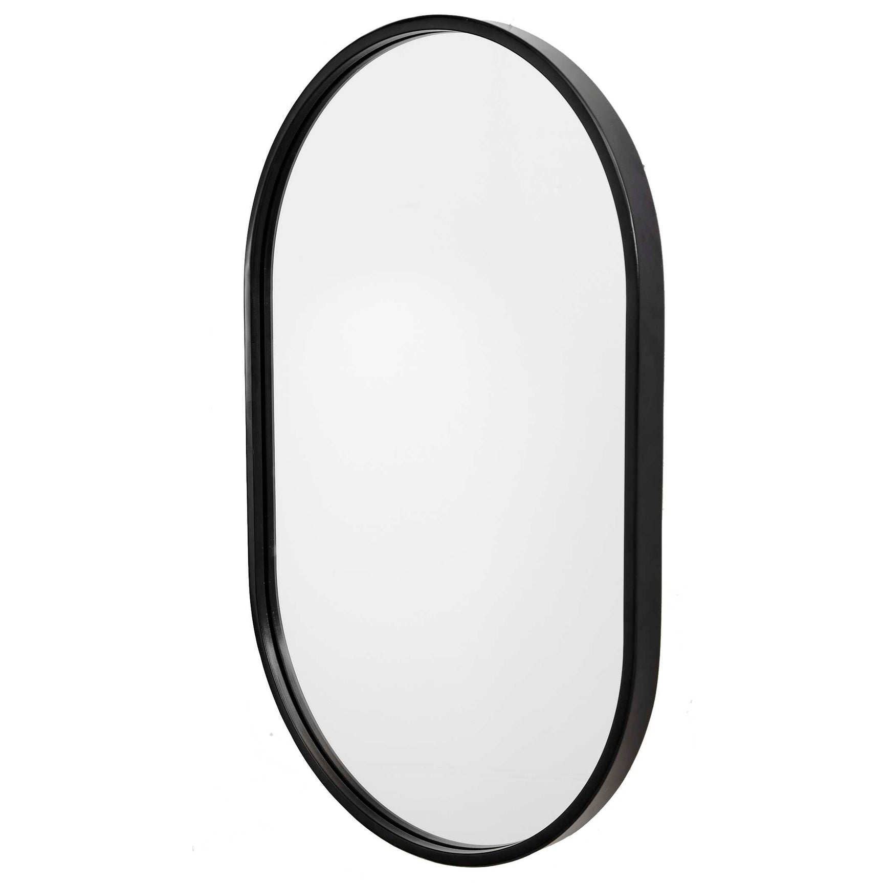 Varina Black Minimalist Oval Mirror