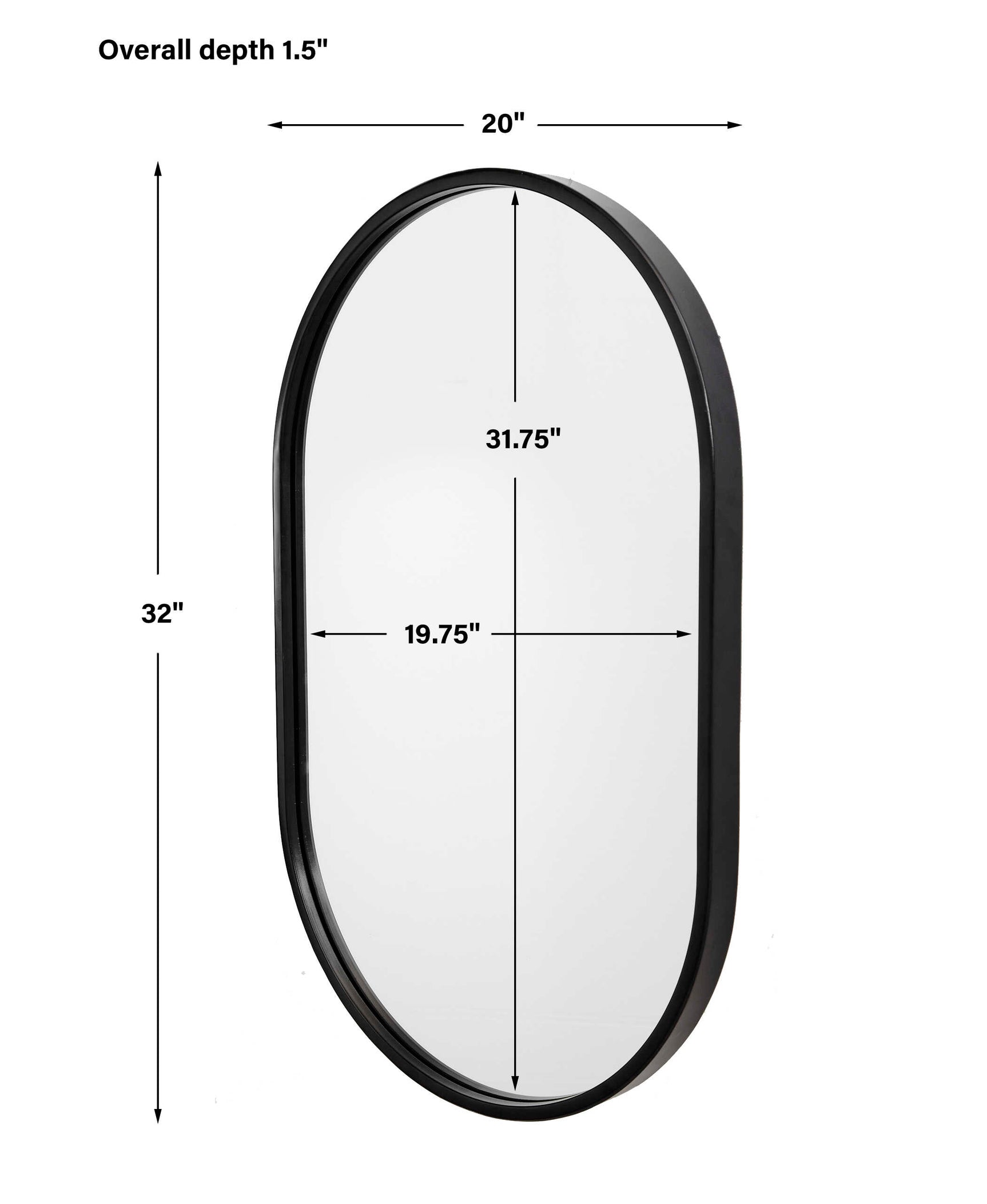 Varina Black Minimalist Oval Mirror